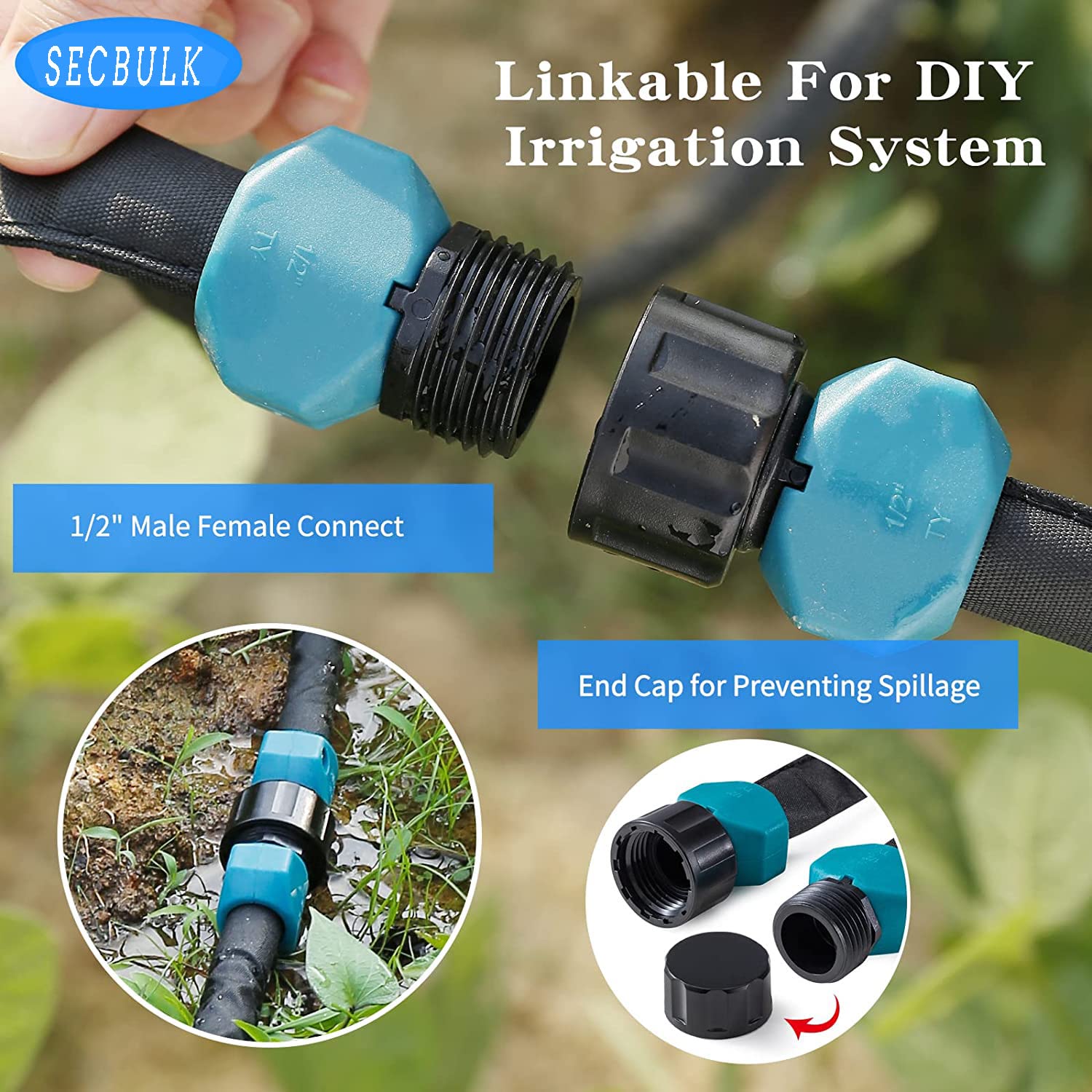 2025 Flat Soaker Hose 10 ft - Linkable Drip Irrigation System for Garden - Water Saving 80% - Dual Layer Leakproof Design with Holes - Perfect for Flower Beds, Vegetable Gardens & Lawn Watering
