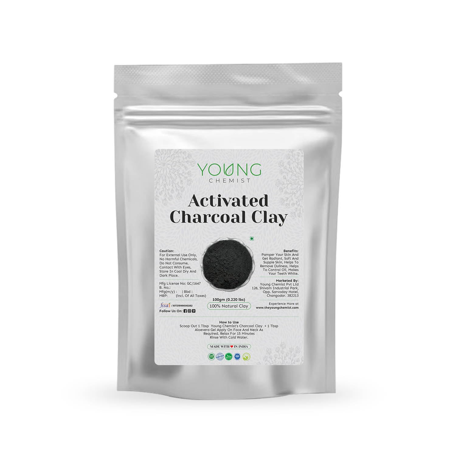 Activated Bamboo Charcoal Clay Mask - Natural Detoxifier for Acne & Oil Control | Paraben-Free Face, Body & Hair Treatment | Suitable for All Skin Types (100g) | Perfect for Deep Cleansing, Blackhead Removal & Skin Purification