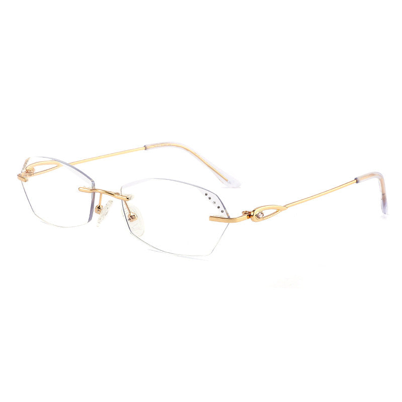 Stylish Women's Frameless HD Anti-Blue Light Reading Glasses with Diamond Accents - Perfect for Computer Work, Reading & Screen Time