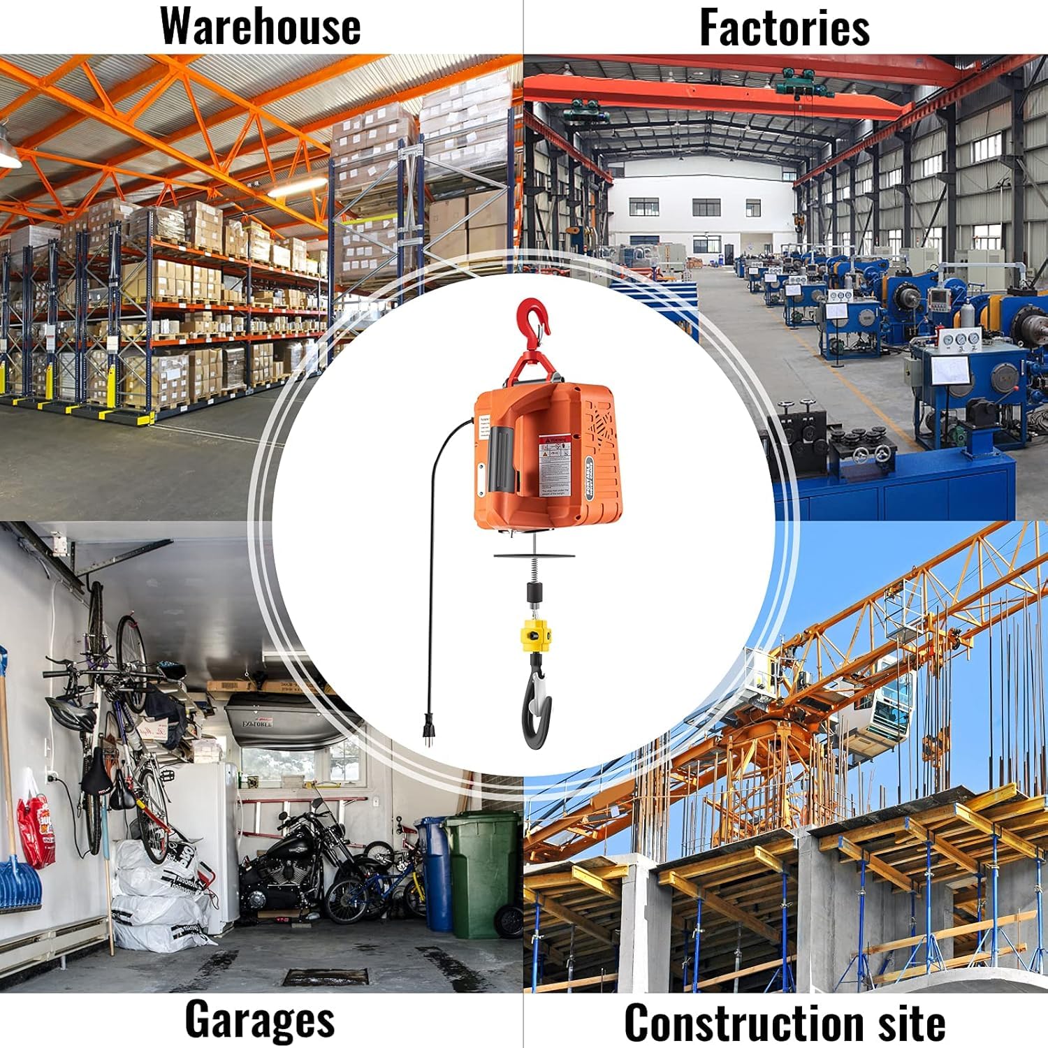 1540LBS Electric Hoist Winch - 62FT Portable 2 in 1 Crane with Manual & Wireless Remote Control, 110V/120V Heavy Duty Lifting Strap - Perfect for Garage, Warehouse, Construction & DIY Projects