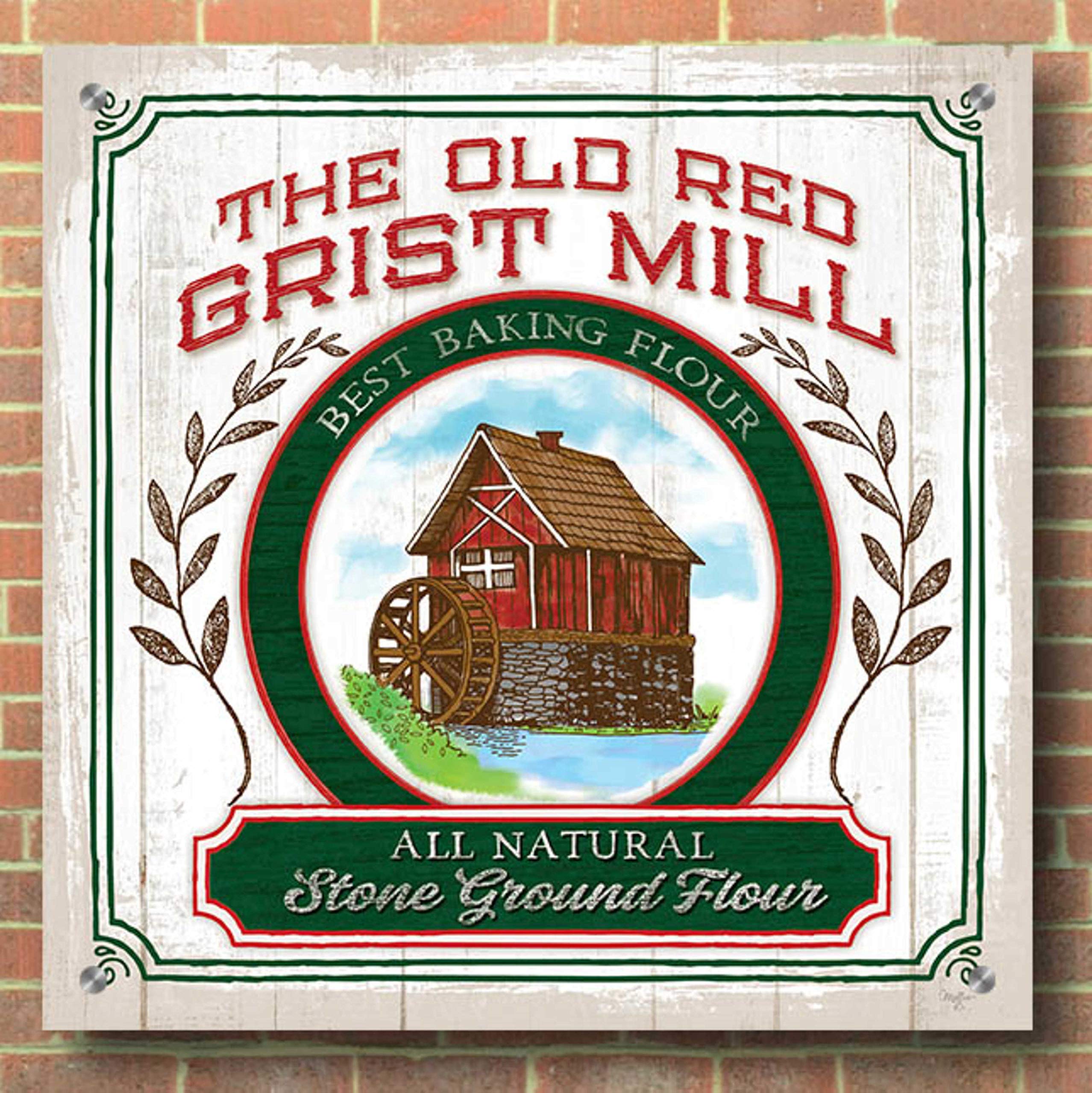 Epic Art 'Grist Mill Flour' by Mollie B - 36x36 Inch Acrylic Glass Wall Painting - Modern Home & Office Decor - Perfect for Living Room, Bedroom, Dining Area