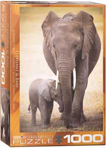 1000-Piece Elephant & Baby Puzzle - Fun Family Activity for Kids & Adults, Perfect for Gifts, Home Decor, and Relaxation
