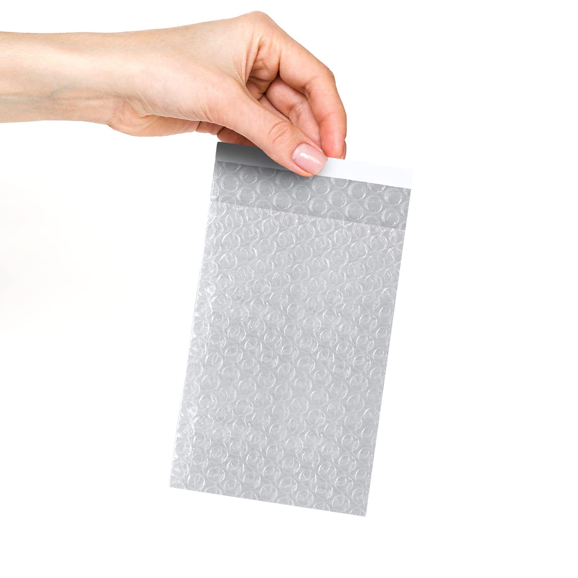 AMIFF 4 x 5.5 Inch Self Seal Bubble Mailers - 500 Pack Waterproof Shipping Envelopes with Bubble Cushioning | Adhesive Closure Clear Poly Bags for Small Items | Perfect for Ecommerce, Jewelry, Crafts & Mailing Protection