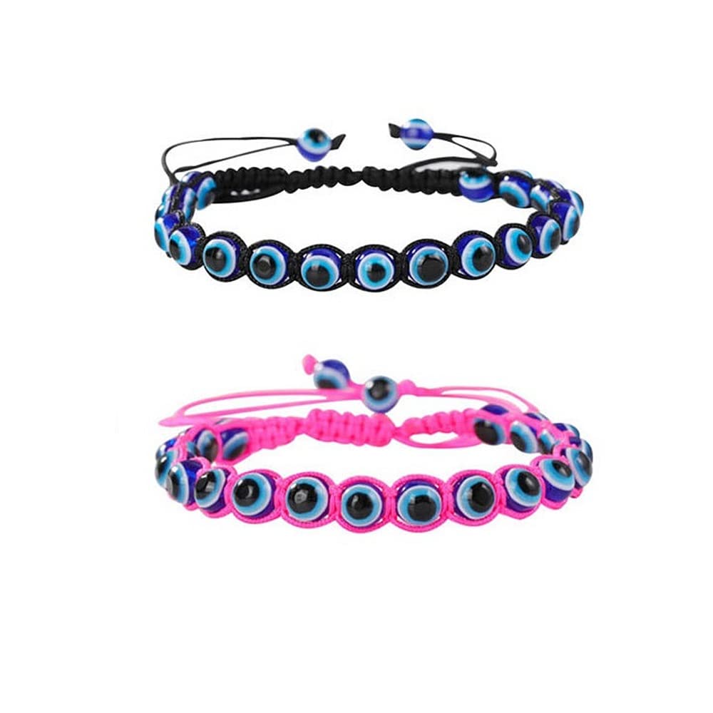 Evil Eye Bracelet for Women & Men - Adjustable Resin Beads Braided Rope Lucky Charm Bracelet - Perfect for Protection, Fashion & Gift Giving (Birthday, Anniversary, Friendship)
