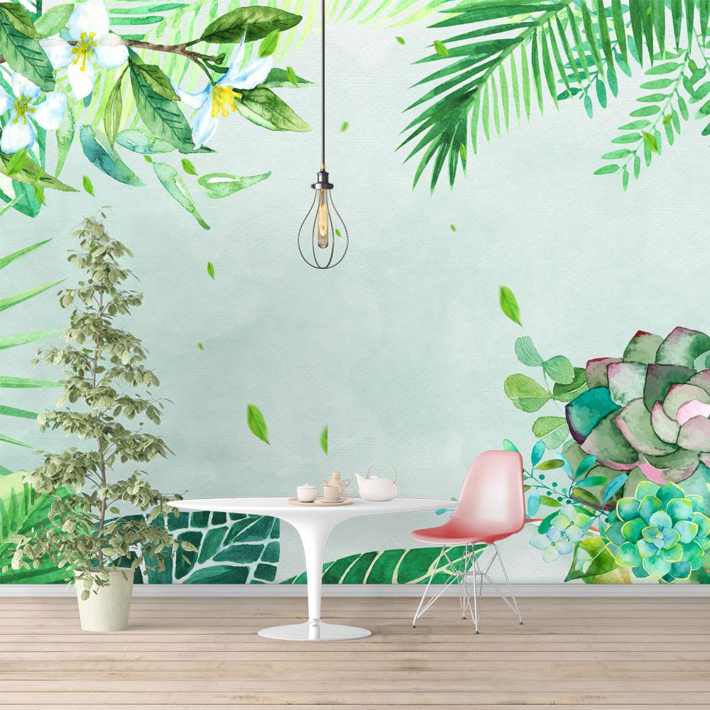 Green Plants & Animals Removable Wallpaper - Peel and Stick Wall Mural for Bedroom Decor (66x96 inches) - Perfect for Nursery, Kids Room, Dorm or Home Office
