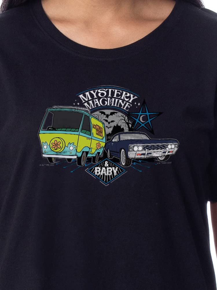 Supernatural Women's Scoobynatural The Mystery Machine 1967 Impala Baby Nightgown Sleep Pajama Shirt - Cozy Cartoon Character Pajamas for Women, Perfect for Halloween Costume, Sleepwear & Lounge Wear