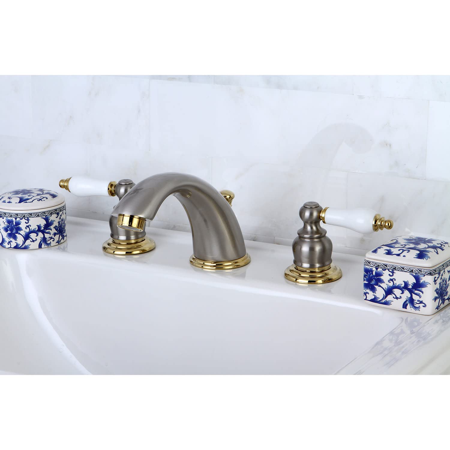Kingston Brass KB977B Victorian Widespread Bathroom Faucet - 8-Inch Adjustable Center Brushed Brass Finish - Perfect for Classic and Vintage Style Bathrooms
