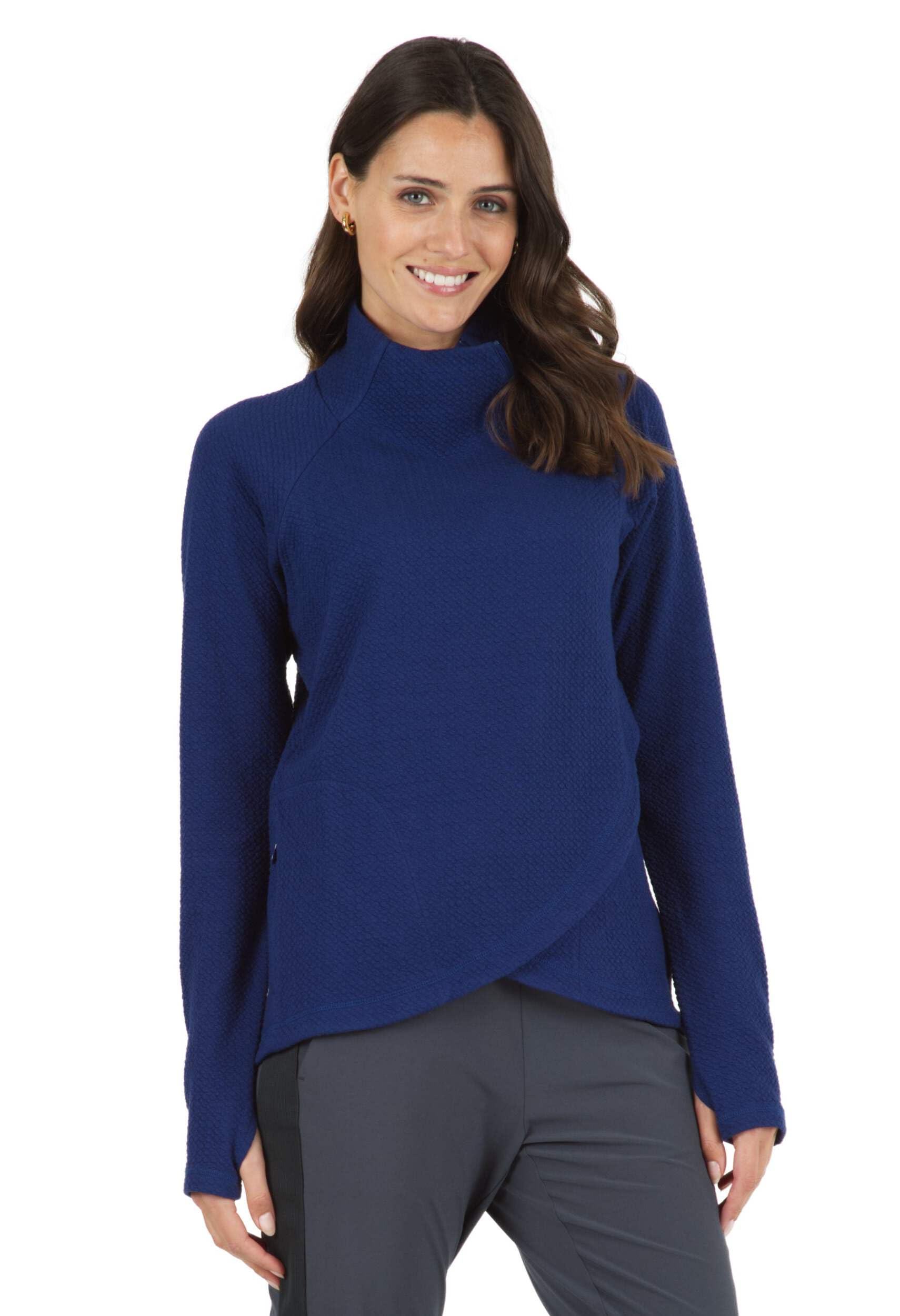 IBKUL Women's Athleisure Wear - Stain Resistant Popcorn Stitch Asymmetrical Zip Pullover Sweatshirt | Comfortable Casual Hoodie for Yoga, Gym & Everyday Wear
