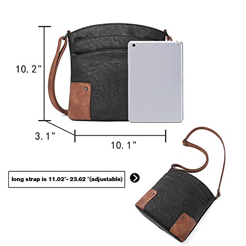 CLUCI Women's Vintage Leather Crossbody Bag with Triple Pockets - Stylish Shoulder Purse for Travel, Vacation & Everyday Use