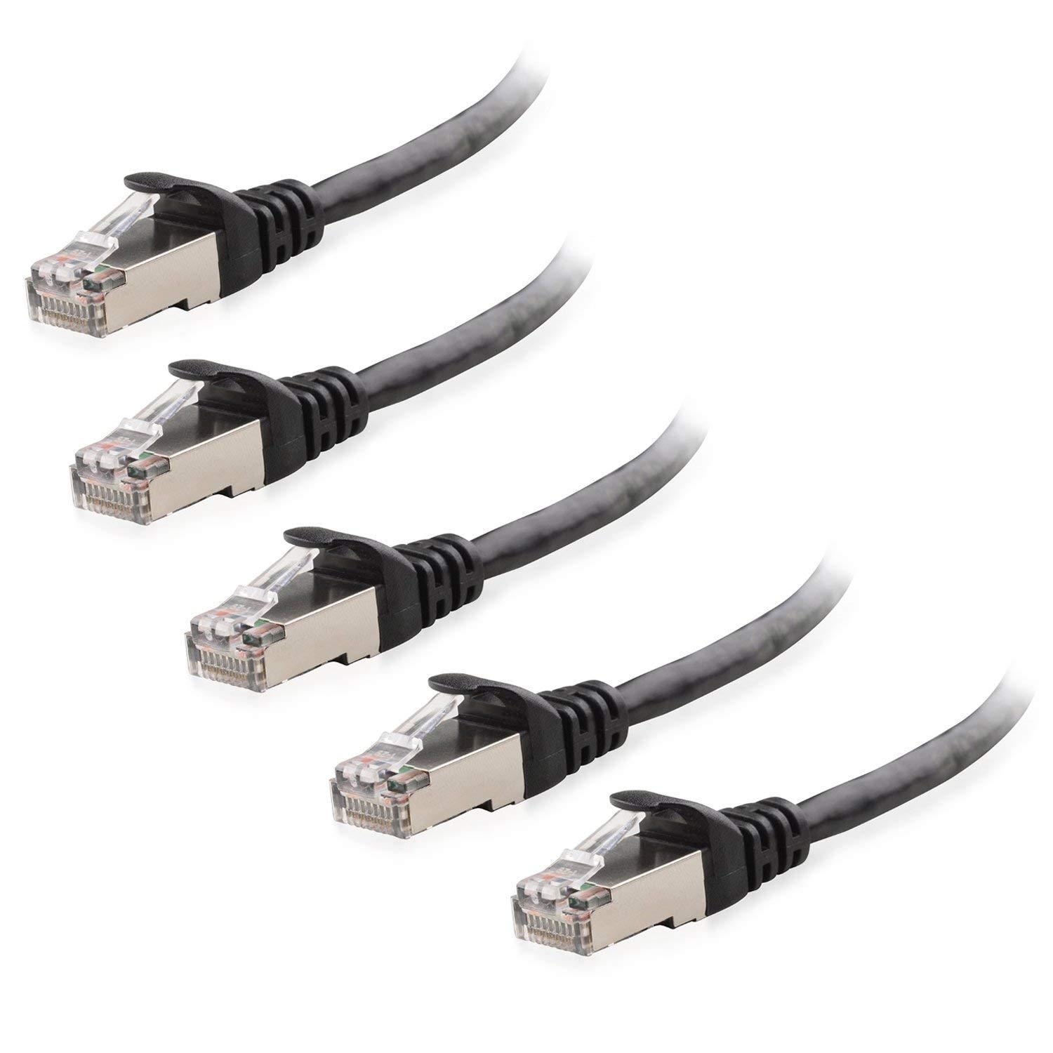10-Pack 10-Foot Cat6 Ethernet Cable & 5-Pack Cat6a Shielded Ethernet Cable (Snagless Design, Black) - High-Speed Internet, Gaming, Home Office & Server Room Networking Solutions