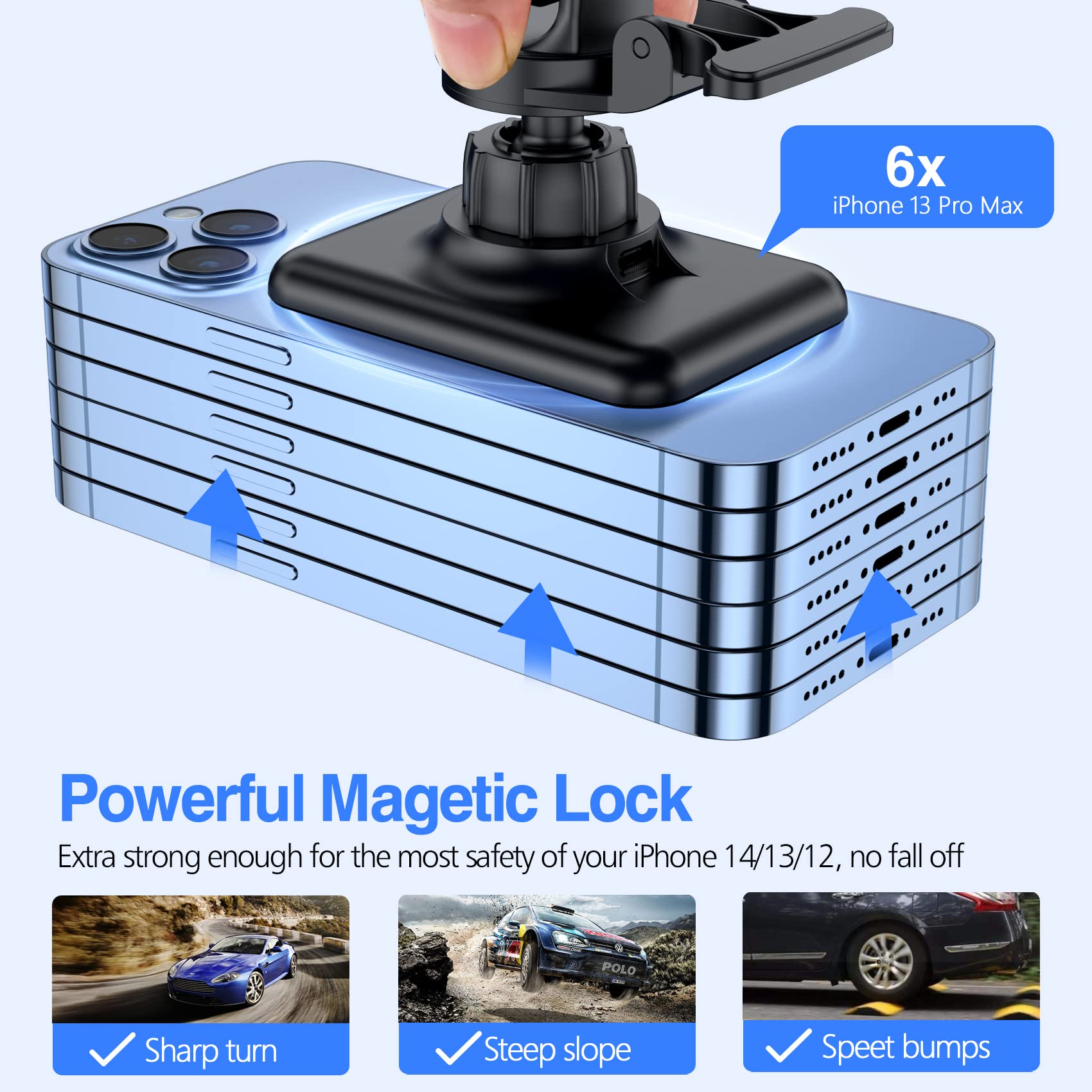 Magnetic Wireless Car Charger for iPhone 15/14/13/12 Series - 15W Fast MagSafe Car Mount Charger with Powerful Hold - Perfect for Safe Hands-Free Driving & Navigation