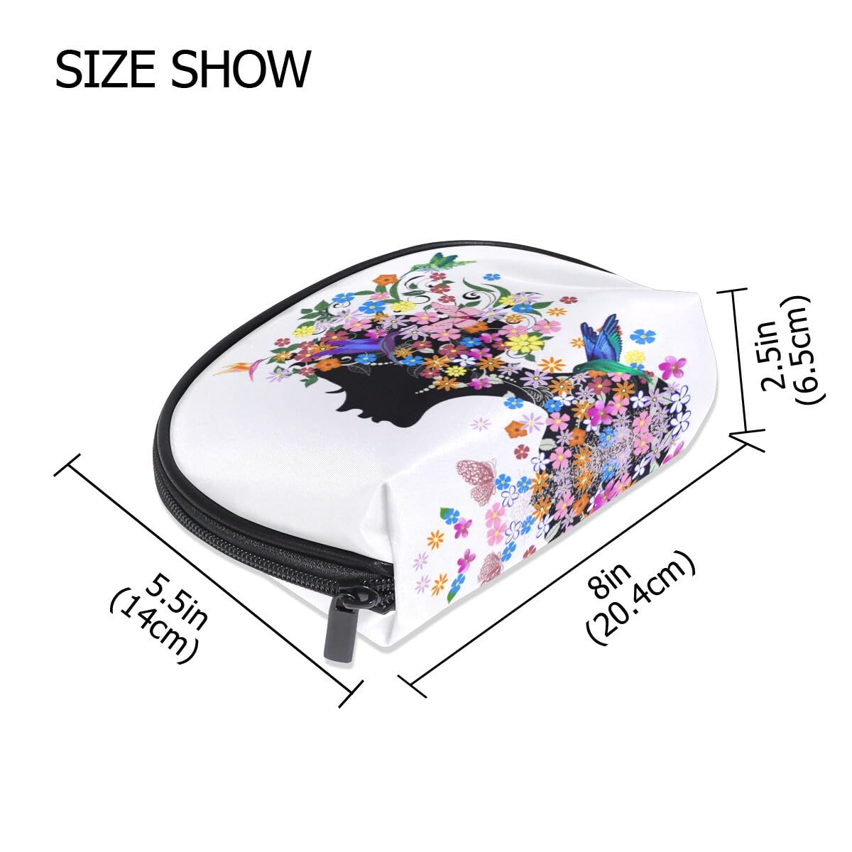 Butterfly Floral Cosmetic Bag for Women & Teens - Travel Makeup Organizer with Multiple Compartments, Toiletry Pouch for School, Gym, Vacation & Daily Essentials Storage