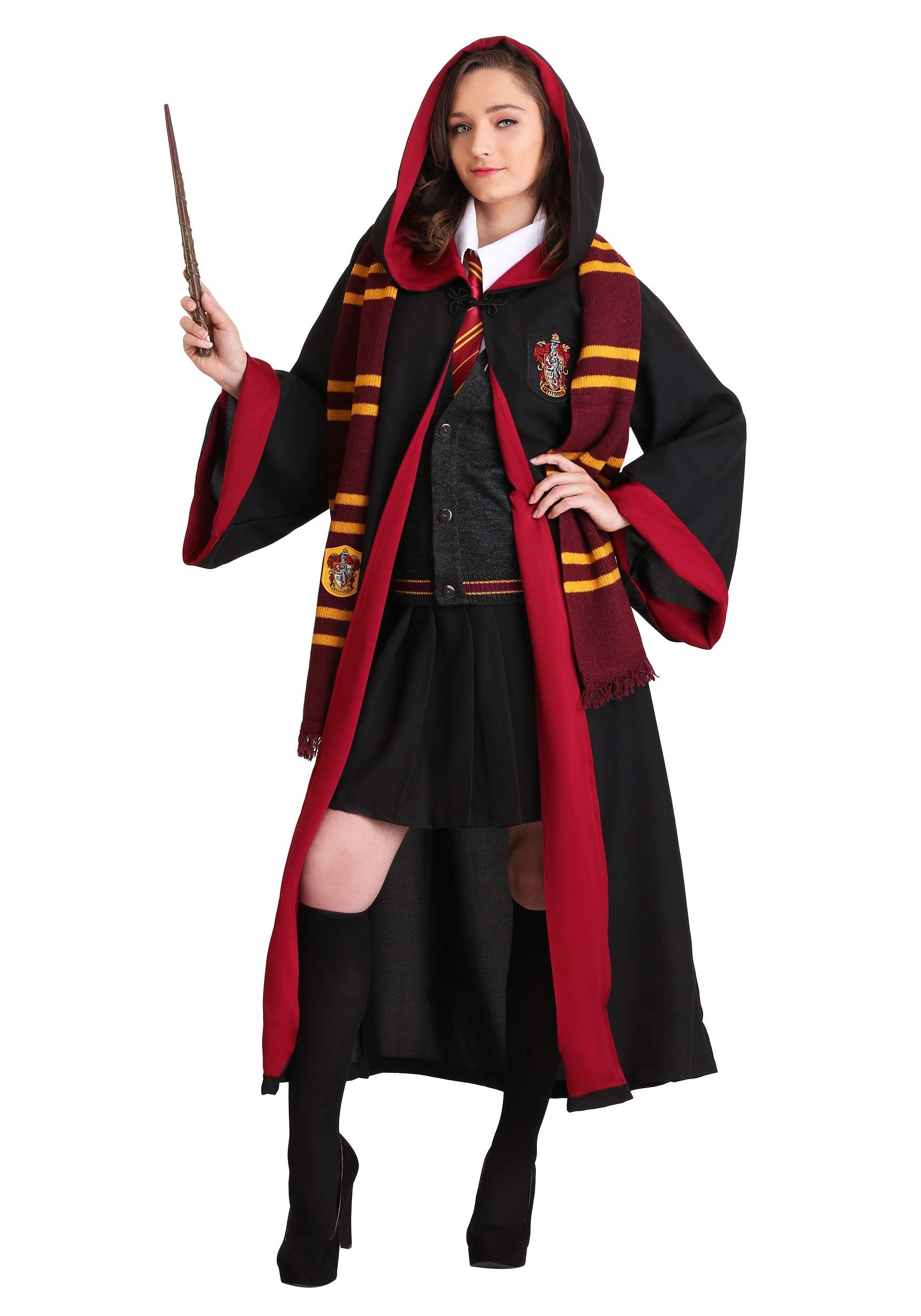 Plus Size Harry Potter Hermione Granger Costume for Women - Official Movie Replica Robe with House Crest - Perfect for Halloween, Cosplay & Themed Parties