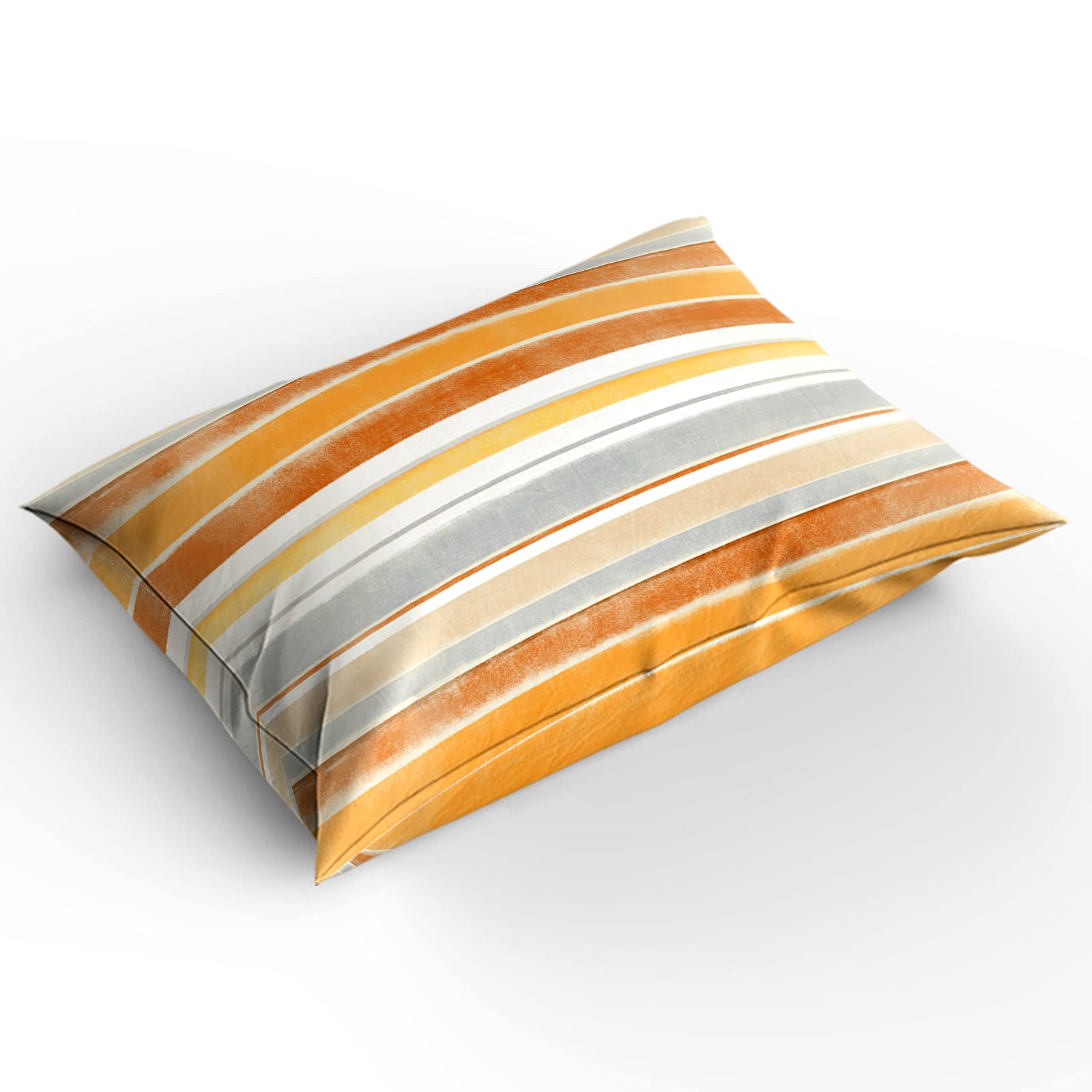 Luxury 4-Piece Queen Size Duvet Cover Set - Gradient Striped Orange & Gray Soft Bedding (1 Duvet Cover + 1 Sheet + 2 Pillowcases) for Modern Bedroom Decor & Guest Room Essentials