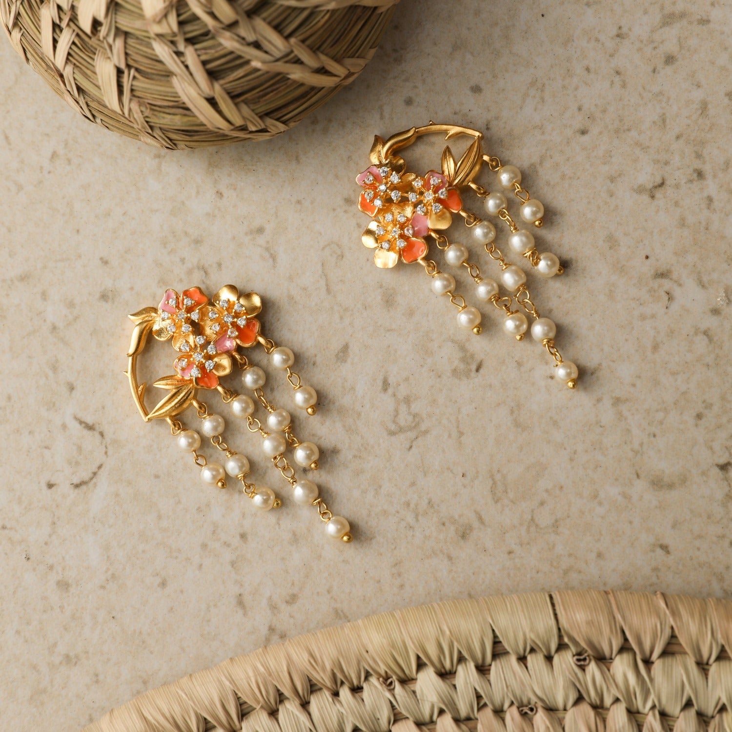 Jalaja Classic Floral Drop Earrings for Women - Handmade Bohemian Dangle Earrings - Elegant Bridal & Party Jewelry Gift - Perfect for Weddings, Date Nights & Special Occasions