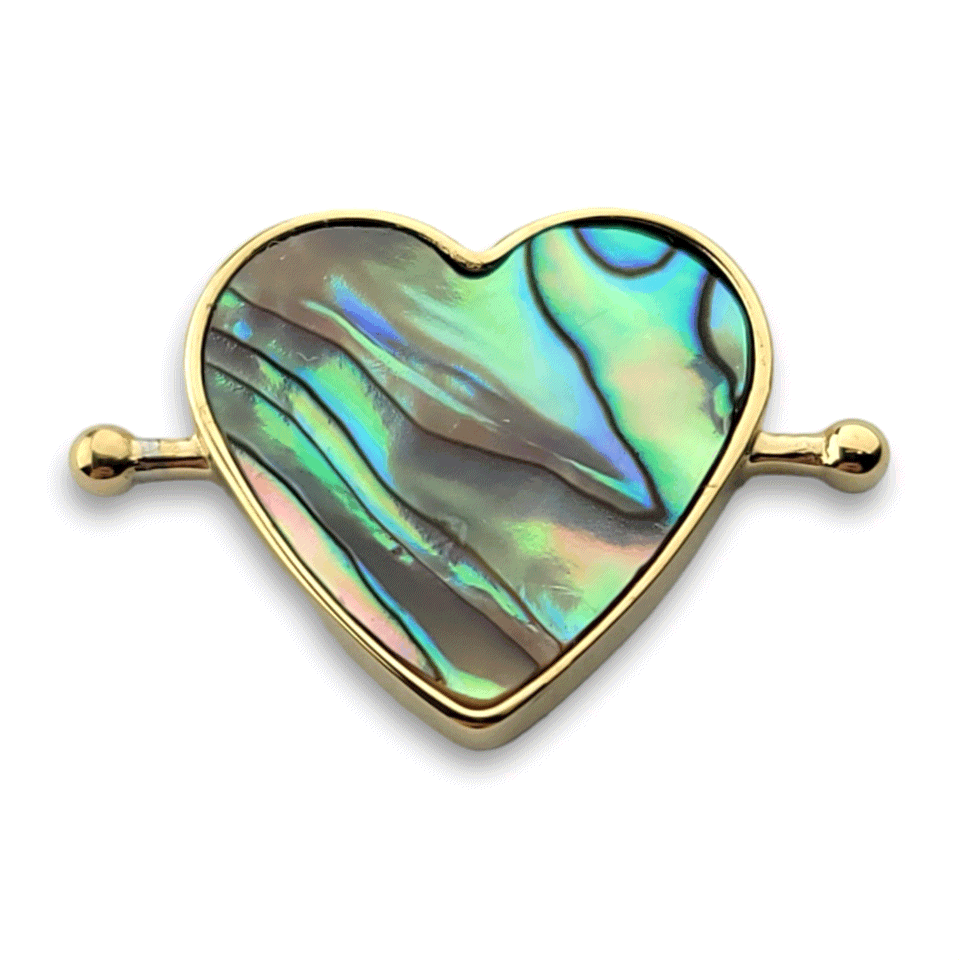 Heart-Shaped Abalone Shell with Crystal Inlay - Perfect for Jewelry Making, Home Decor, and Spiritual Healing