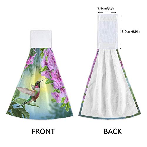 Hummingbird Hand Towels 2-Pack - Spring Floral Kitchen & Bathroom Towels, 12