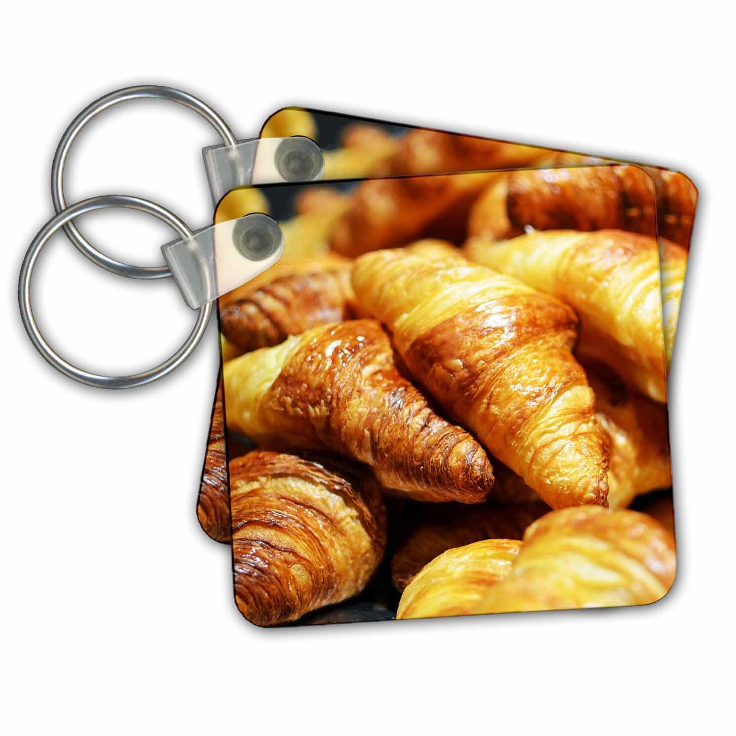 3D Rose Keychain - European Market Inspired Baked Fresh Croissants & Bread - French Style Souvenir Gift (kc-238359-1) - Perfect for Travel Enthusiasts, Food Lovers & Paris-Themed Decor
