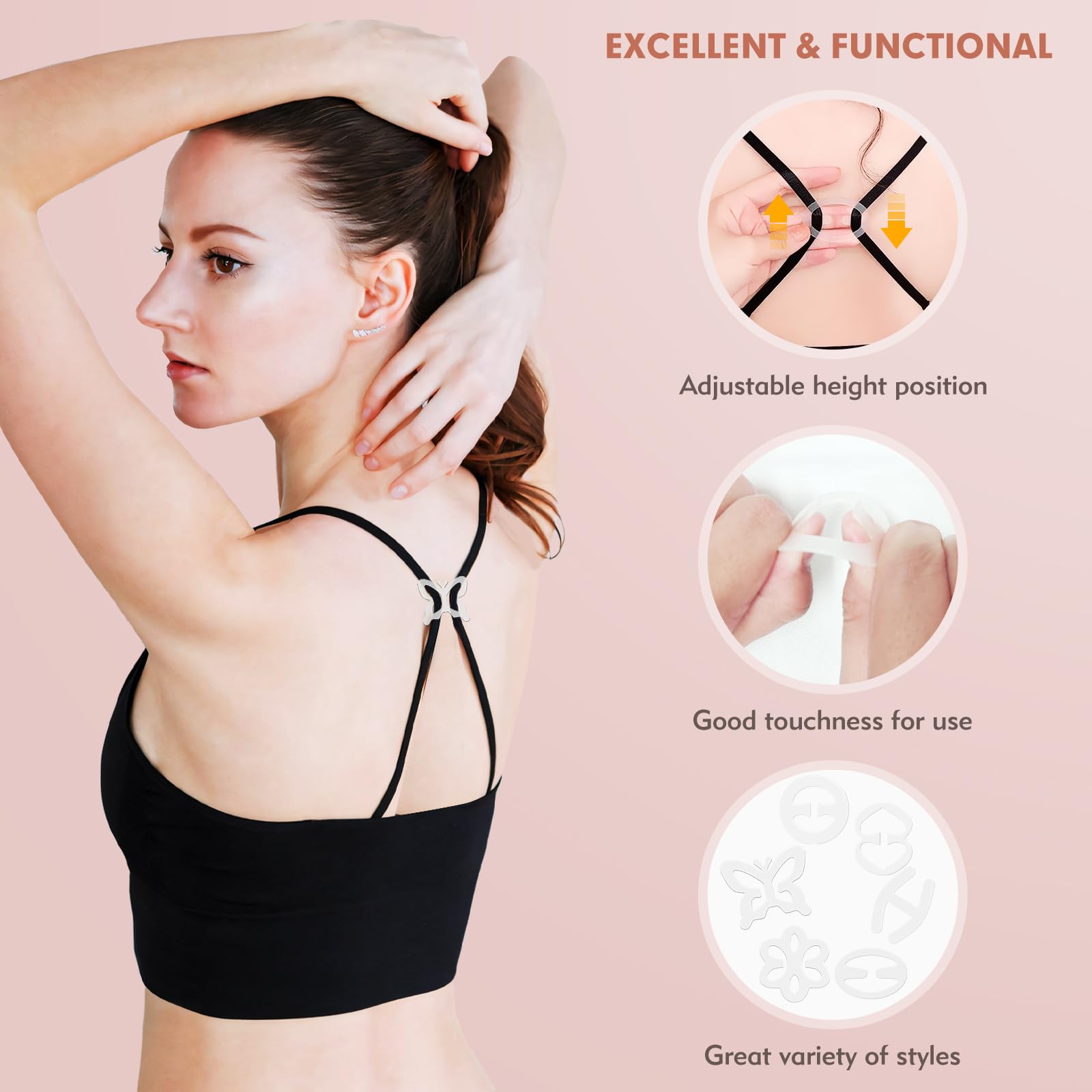 12Pcs Clear Bra Strap Clips - Convert Regular Bras to Racerback, Prevent Slipping Straps - Perfect for Workouts, Dresses & Everyday Comfort