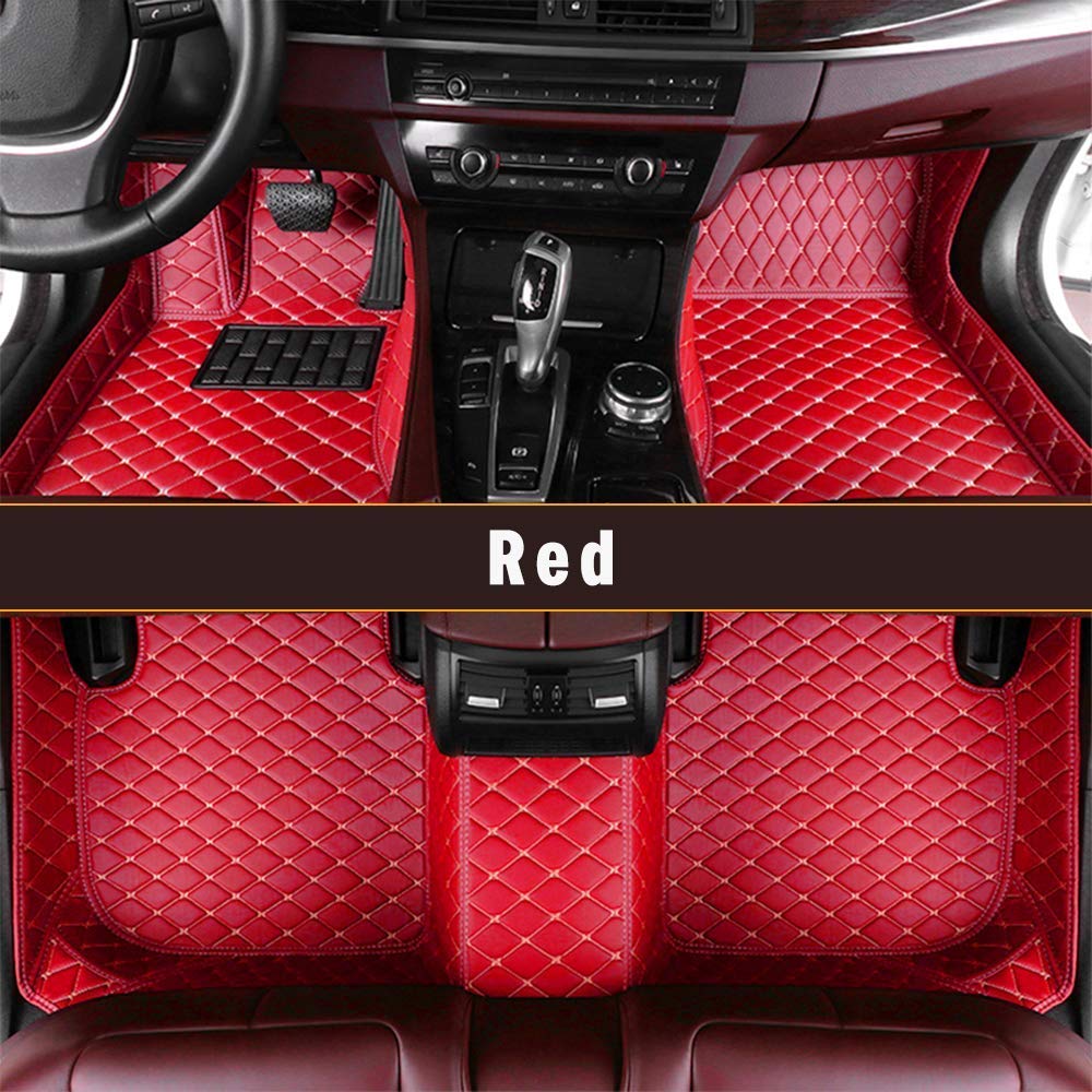 Custom Car Floor Mats for Jeep Patriot 2009-2017 - Full Coverage Leather All-Weather Floor Liners (Front & Rear, Red) - Perfect for Off-Roading, Daily Commutes & Extreme Weather Protection
