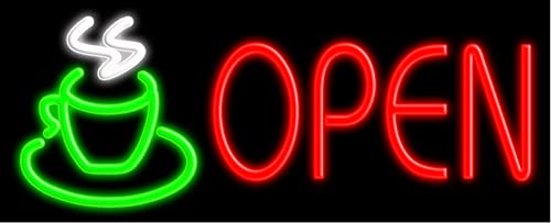 Vintage Coffee Neon Sign - Handcrafted Glass Open Sign #10601 | Made in USA | Perfect for Cafes, Bars & Home Decor