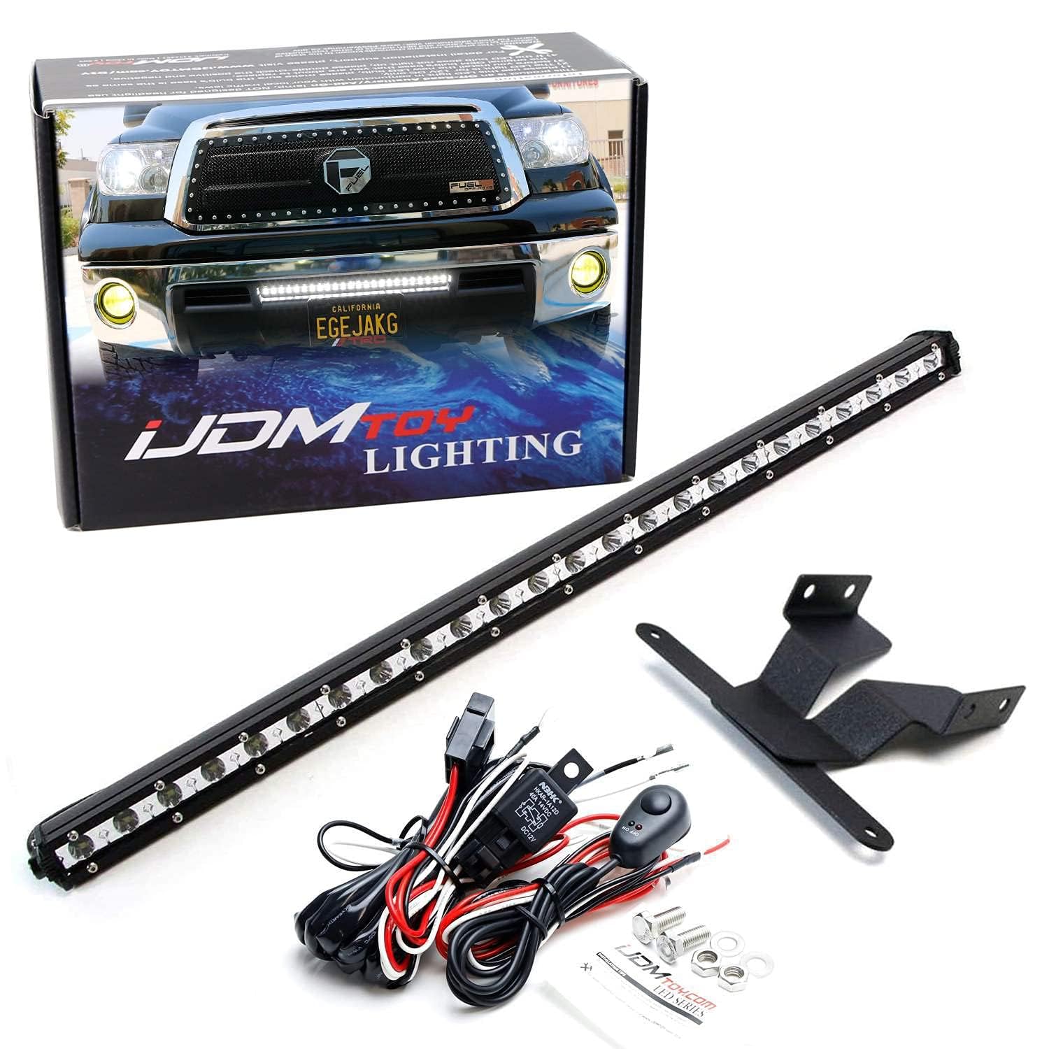 iJDMTOY 25-Inch LED Light Bar for 2007-2013 Toyota Tundra - 72W High Power Off-Road Lighting with Hidden Mount Brackets & Wiring Kit - Perfect for Off-Roading, Night Driving, and Truck Customization