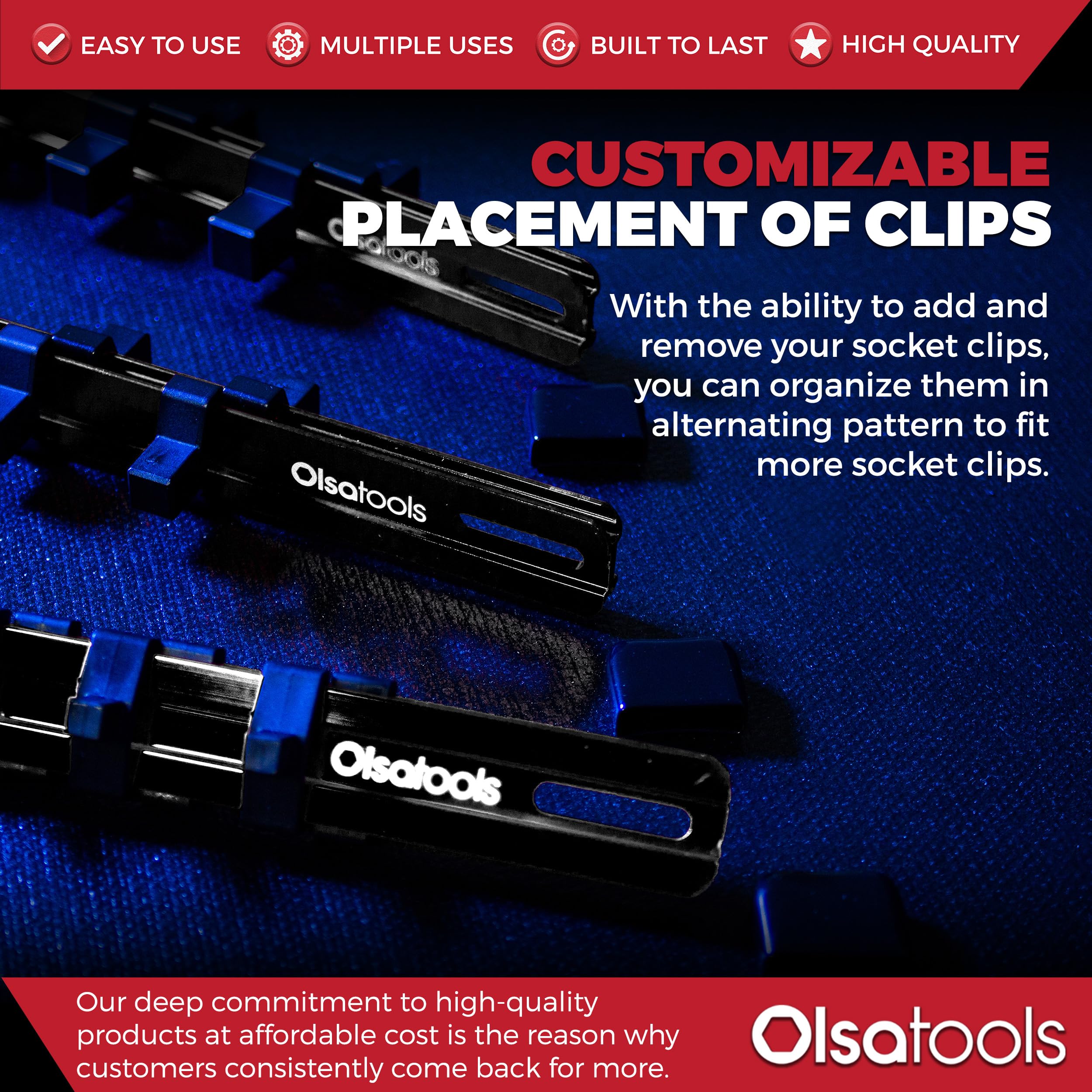 Olsa Tools 3-Piece Black Socket Organizer Set - 1/2