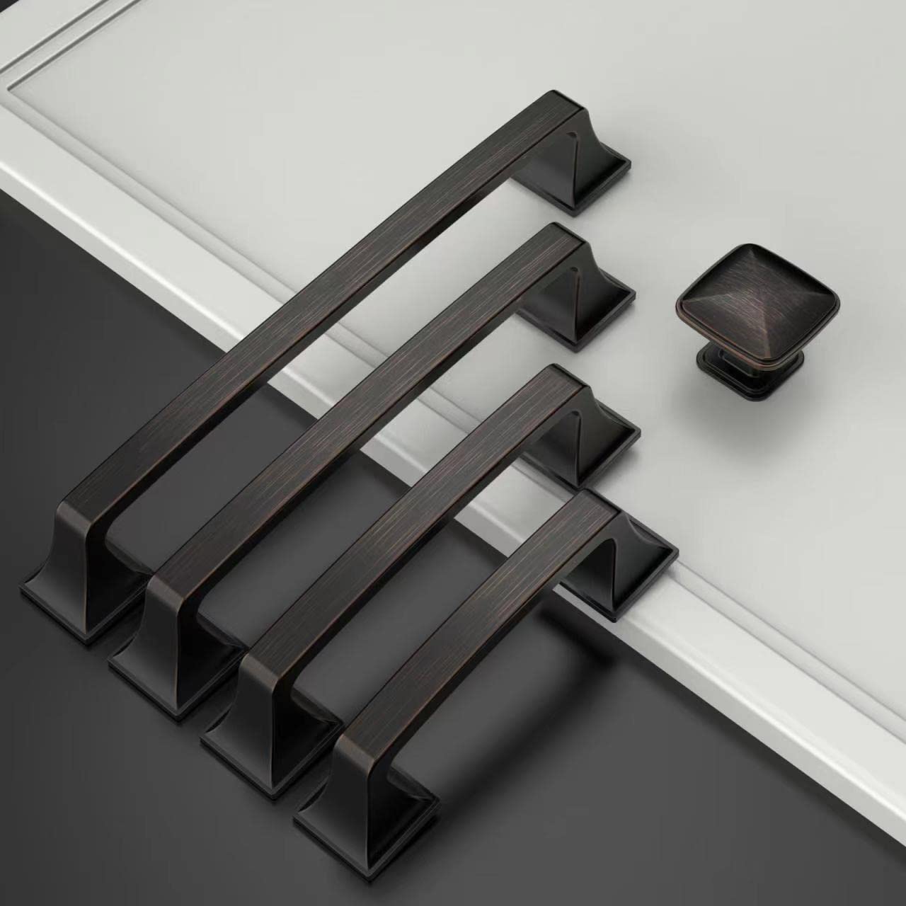 Amerdeco 10 Pack Oil Rubbed Bronze Cabinet Pulls 6-1/4 Inch (160mm) - Kitchen & Bathroom Hardware for Drawers & Dressers