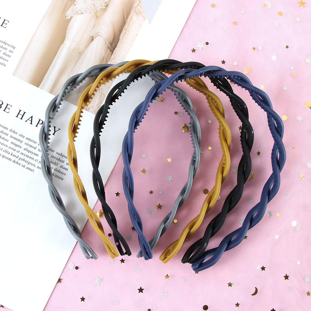 8-Piece Plastic Twist Headbands with Teeth Grippers - Comfortable Non-Slip Hair Bands for Women & Girls - Perfect for Workouts, Yoga, Sports and Everyday Use