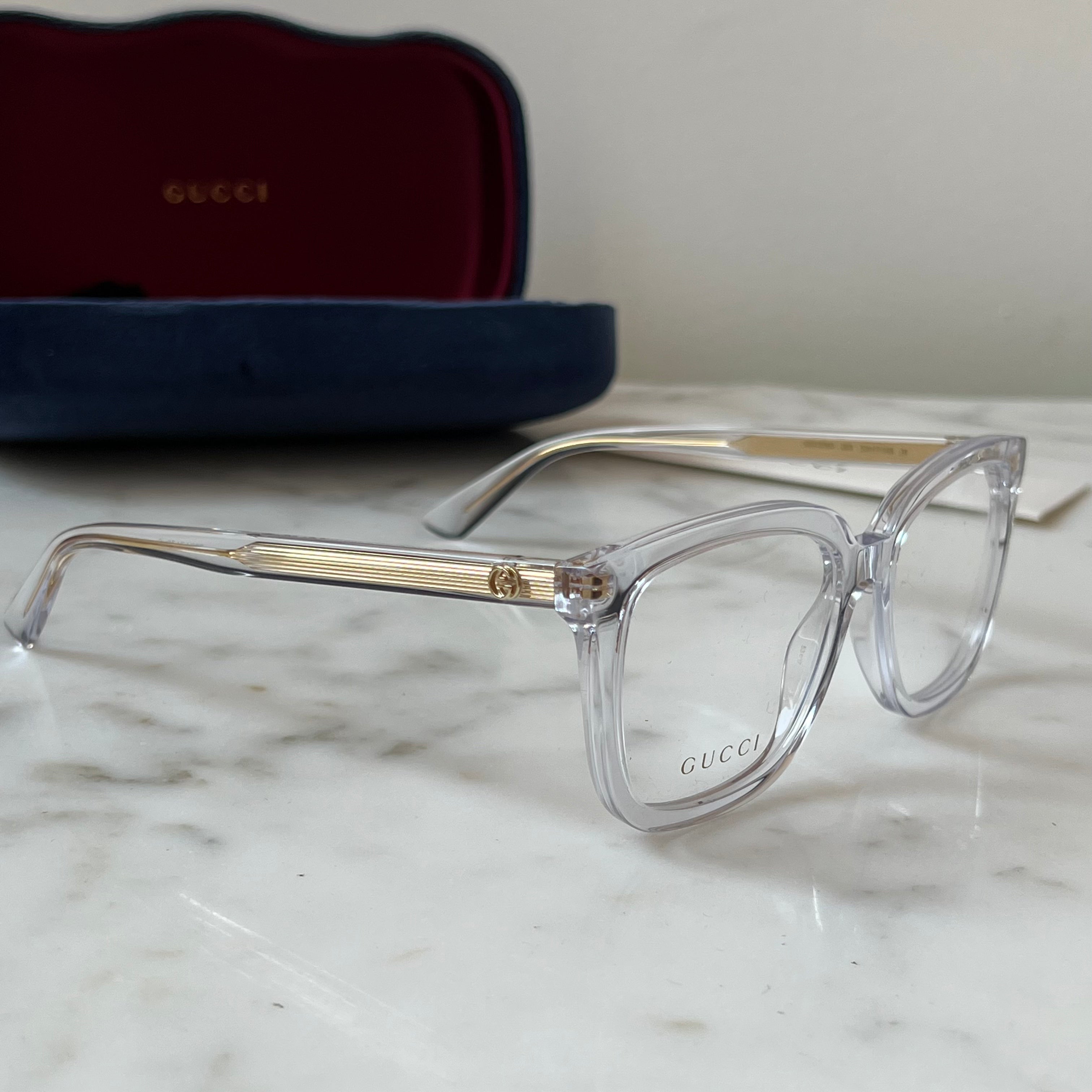 Gucci GG1319O Square Clear Acetate Sunglasses for Women - Stylish UV Protection Eyewear for Outdoor, Driving & Fashion Accessories