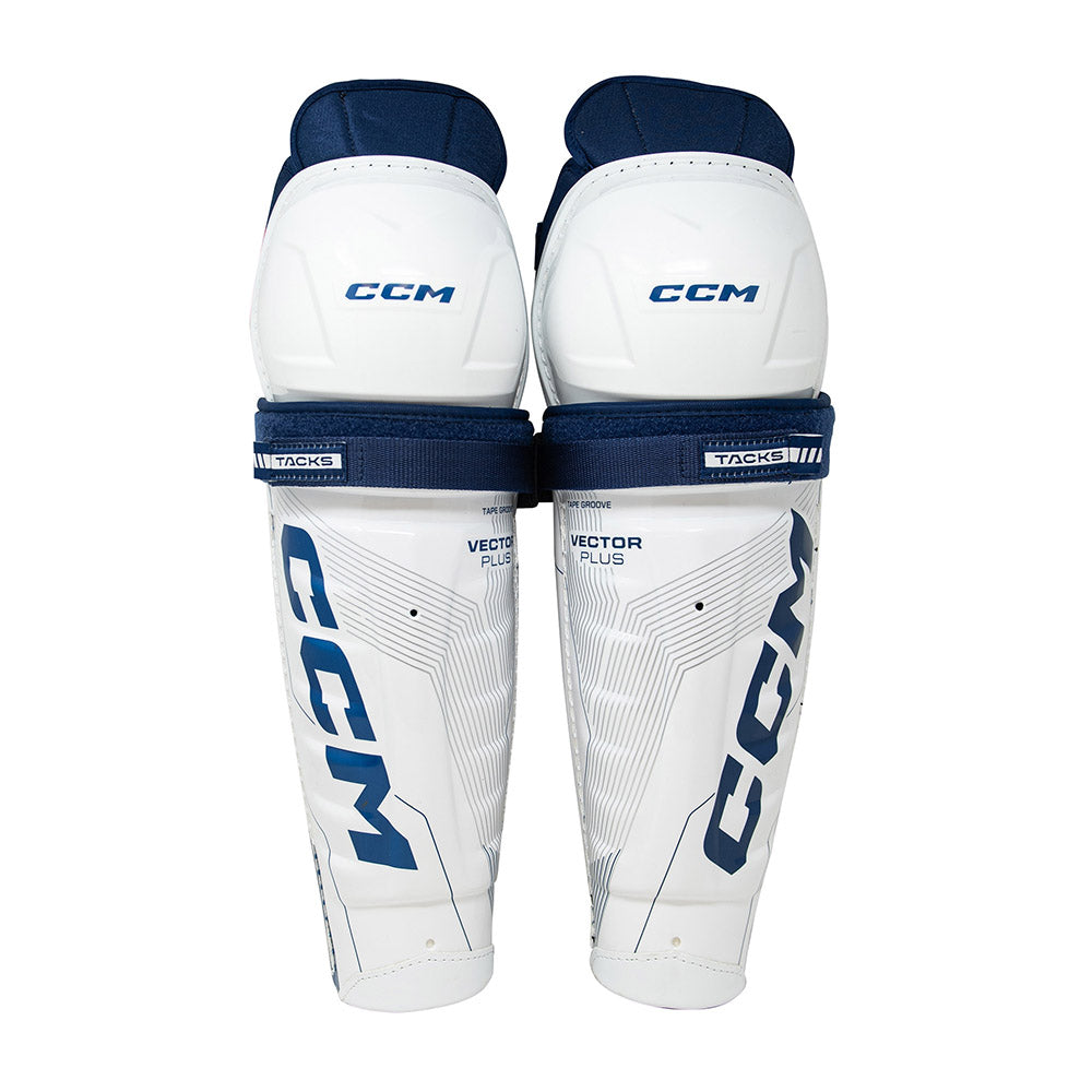 CCM Tacks Vector Plus 2024 Junior Ice Hockey Shin Guards - Protective Gear for Youth Hockey Players - Perfect for Practice & Games