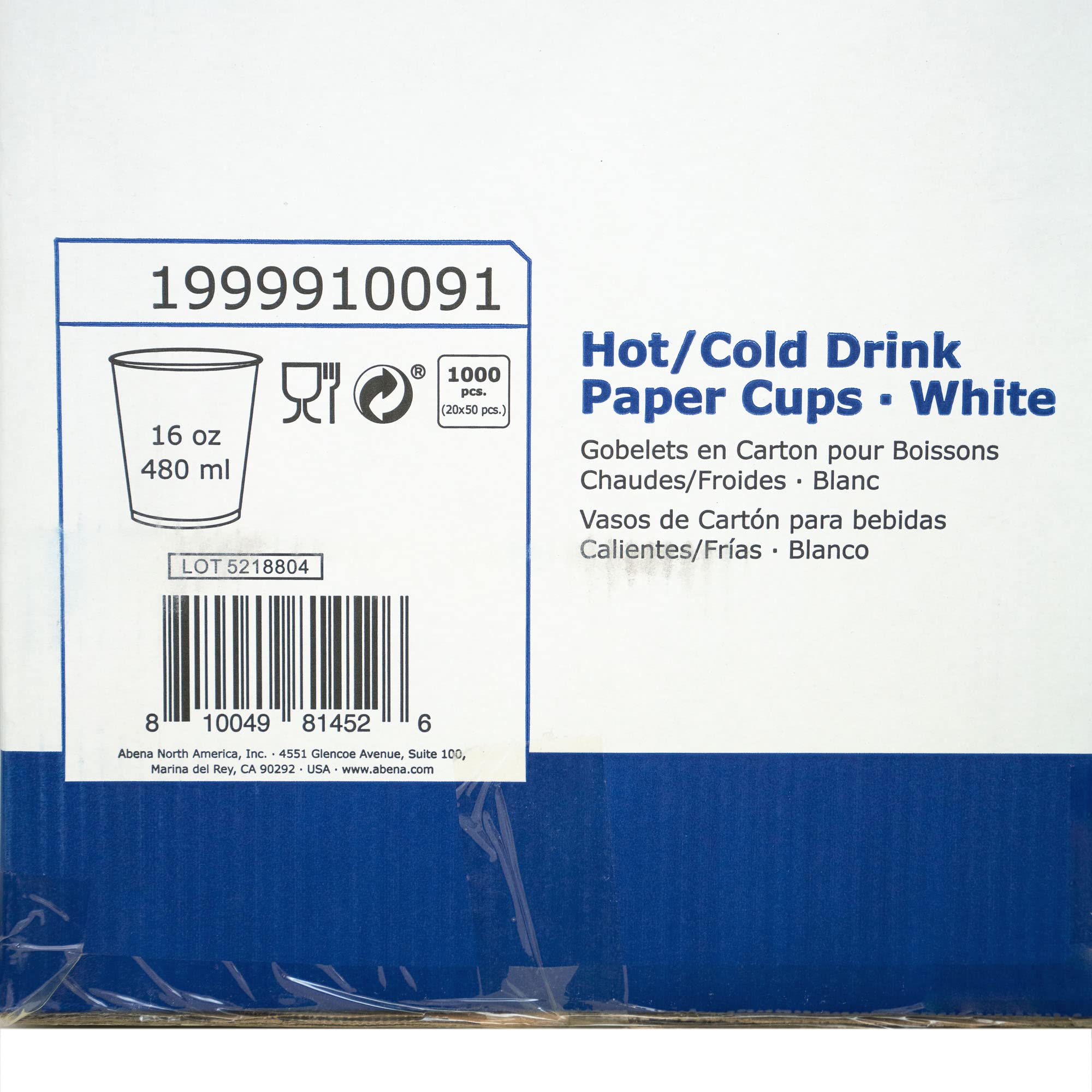 Abena Disposable Paper Coffee Cups 8oz 12oz 16oz - 1000 Pack Bulk Hot & Cold Drink Cups for Coffee Tea Party Office Restaurant Use