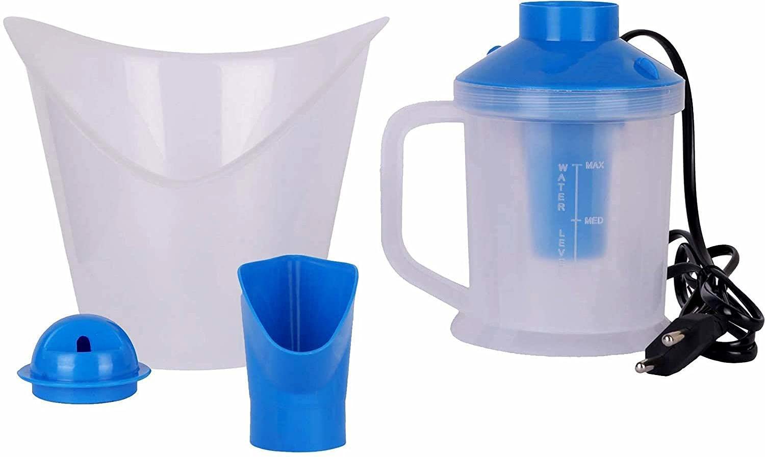 AA Creation 3-in-1 Face, Nose & Cough Steamer - Plastic Vaporizer with Nozzle Inhaler, Facial Sauna & Steamer Machine for Adults & Kids - Perfect for Cold Relief, Sinus Care & Skincare (Blue)