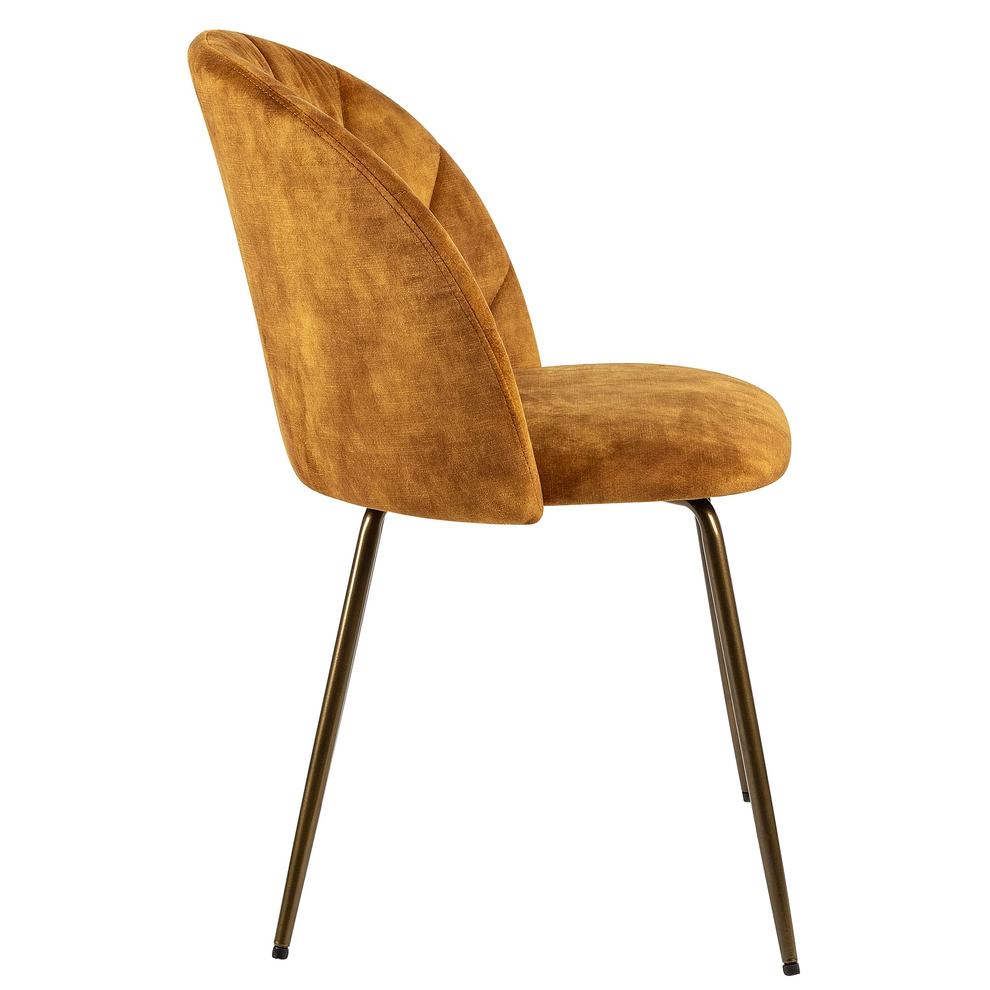 Velvet Brown Dining Chairs with Brass Legs - Mid Century Modern Upholstered Accent Chairs Set of 4 for Kitchen, Living Room & Dining Room - Perfect for Entertaining & Home Decor