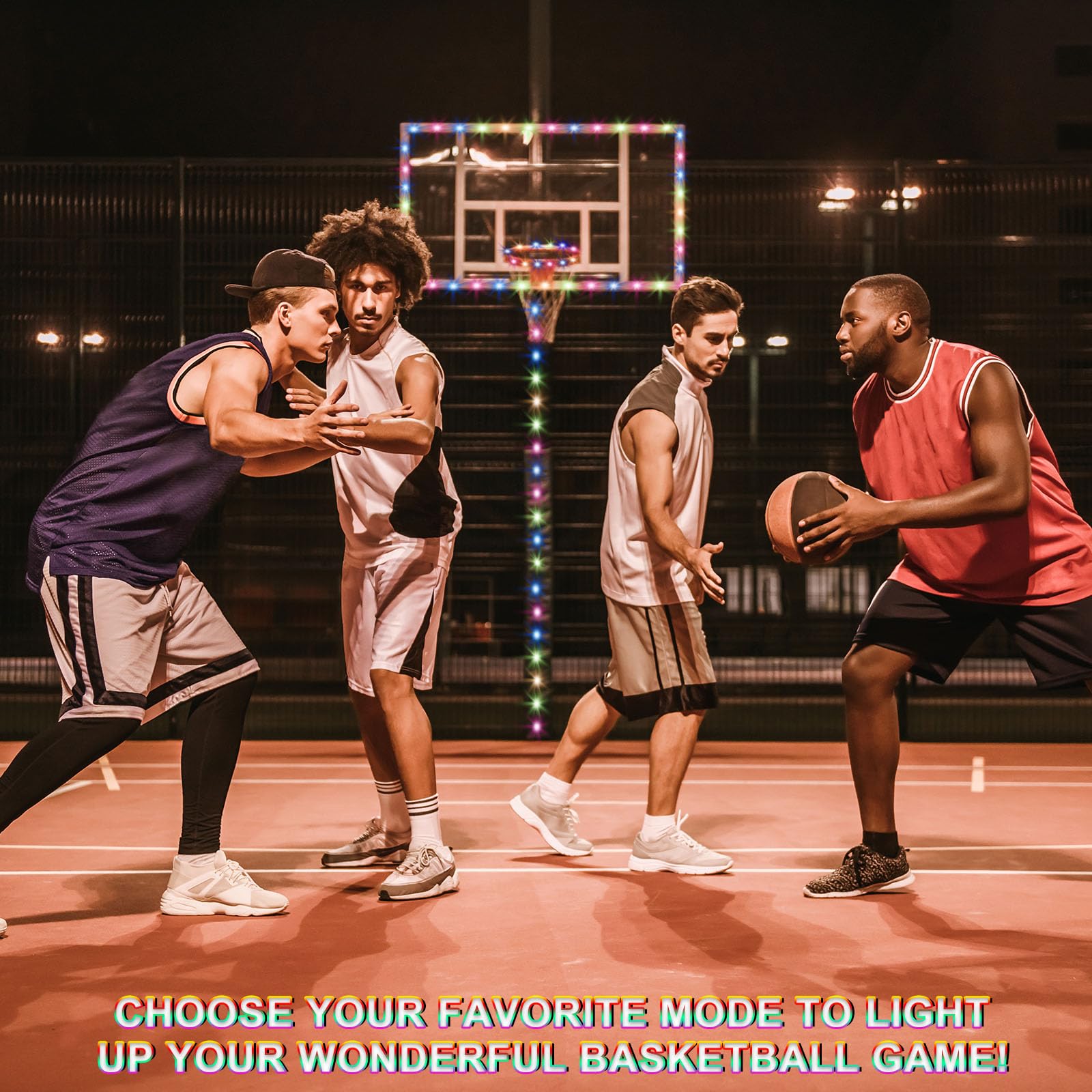PATIKIL LED Basketball Hoop Light Set with Remote Control - Glow in The Dark Basketball Rim & Backboard Lights for Outdoor Night Games, Backyard Fun, and Luminous Nighttime Practice