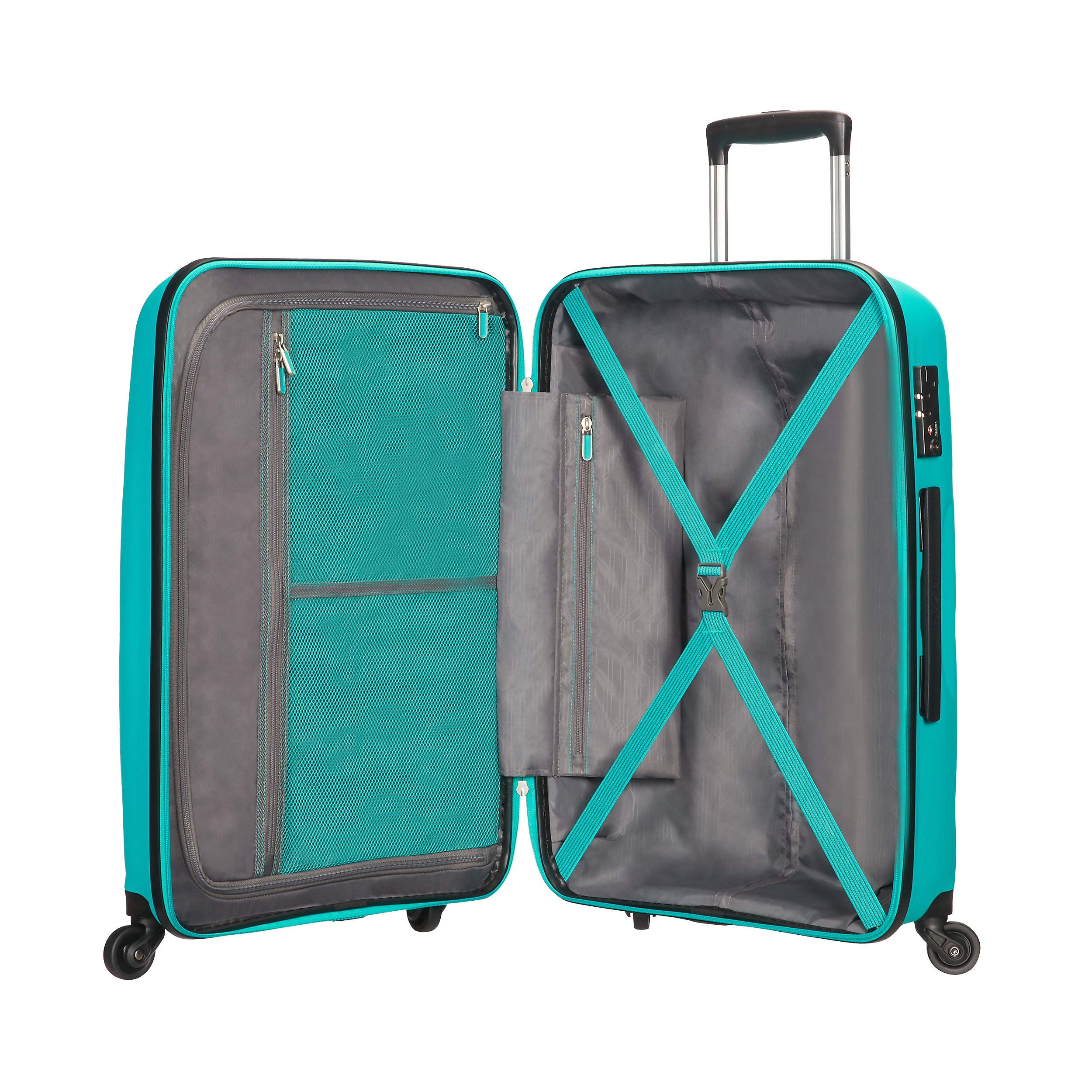 American Tourister 91L Large Hand Luggage Carry-On Suitcase - Deep Turquoise Color for Travel, Business Trips & Weekend Getaways | Lightweight & Durable Spinner Luggage