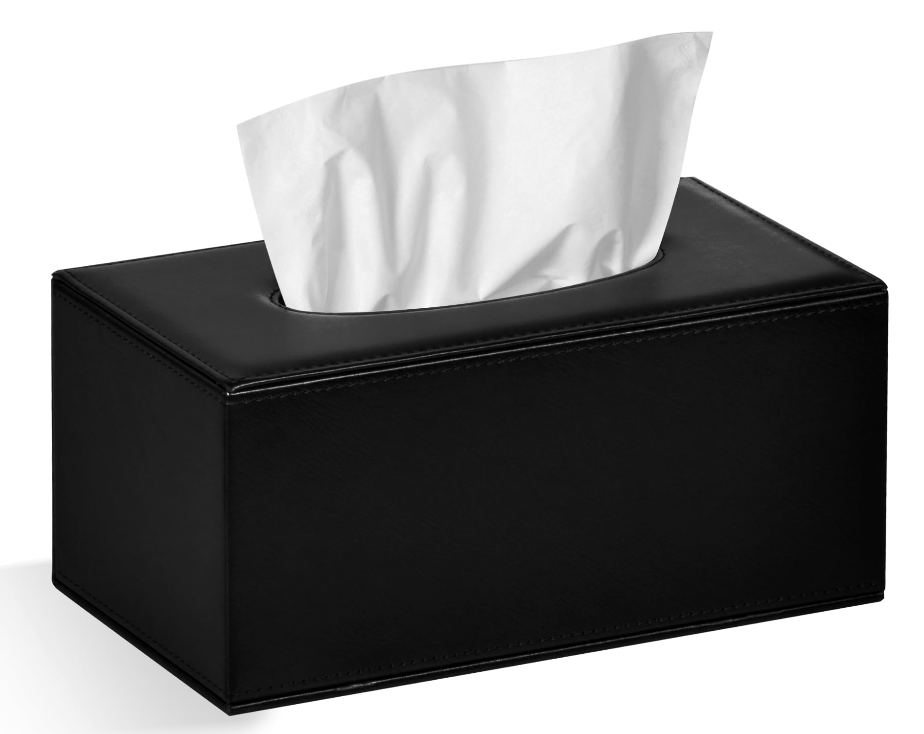 Black Rectangular Tissue Box Cover - Stylish Bathroom Tissue Holder for Home & Office Decor | Perfect for Vanity, Countertop, and Shelf Organization