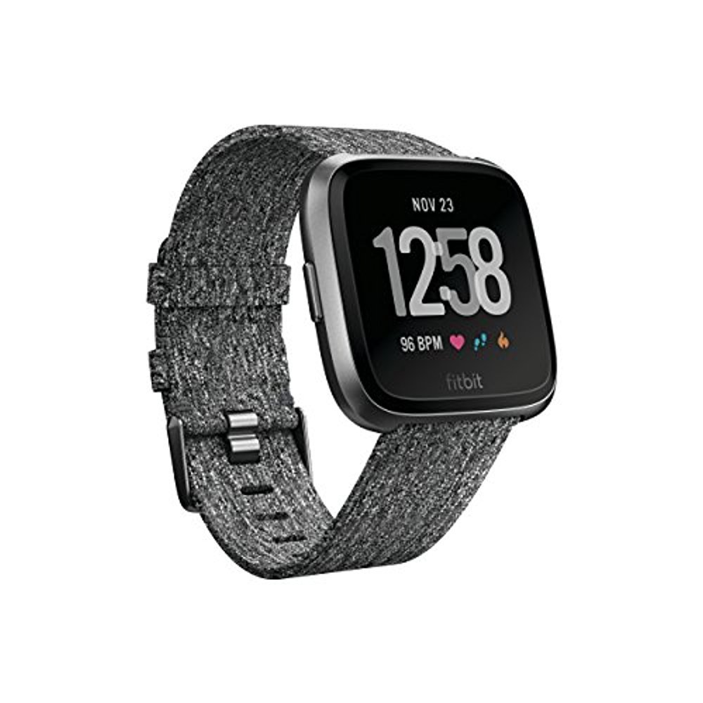 Fitbit Versa Special Edition Smart Watch - Charcoal Woven with S & L Bands | Heart Rate Monitor, Fitness Tracker, Sleep Tracking | Perfect for Workouts, Running & Daily Activity Tracking