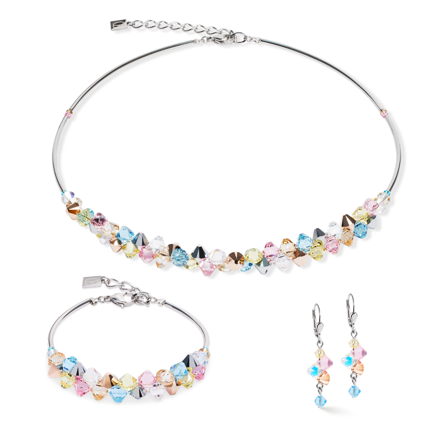 Elegant Silver Pastel Crystal Dangle Earrings for Women - Perfect for Parties, Weddings & Special Occasions