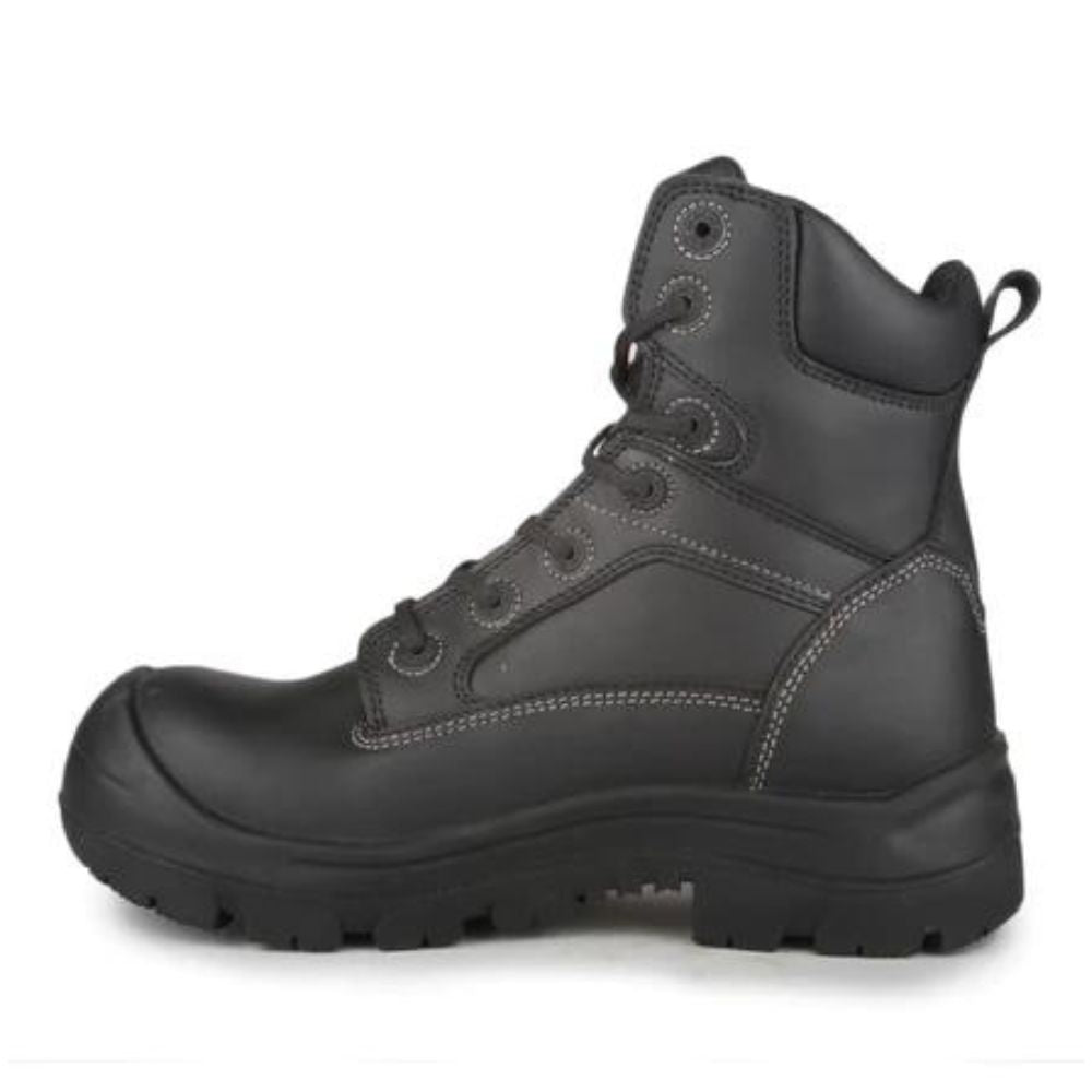 STC Morgan Men's 8 Composite Toe Leather Work Boots - Black Safety Shoes for Construction, Warehouse & Outdoor Work