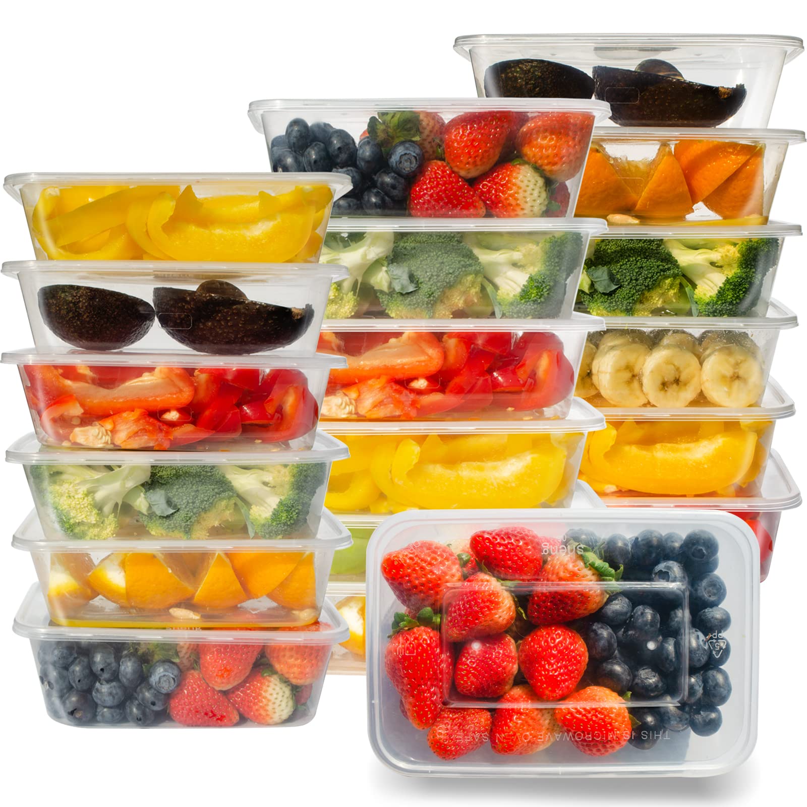 50-Pack 21oz (650ml) Square Disposable Plastic Food Storage Containers with Lids - BPA-Free Meal Prep Containers for Lunch, Dinner, Office, Picnic & Takeout
