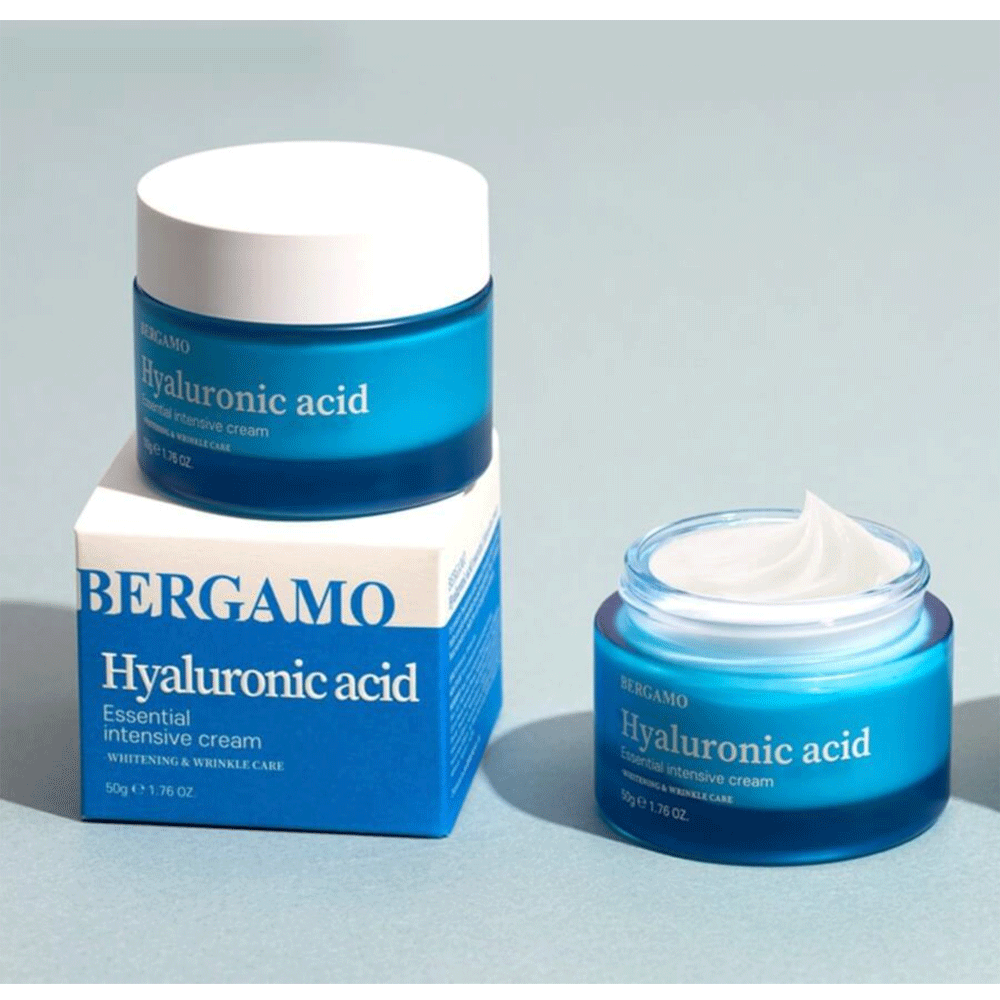 Bergamo Hyaluronic Acid Essential Intensive Moisturizing Cream 50g - Hydrating & Anti-Aging Face Cream for Dry Skin, Day & Night Use
