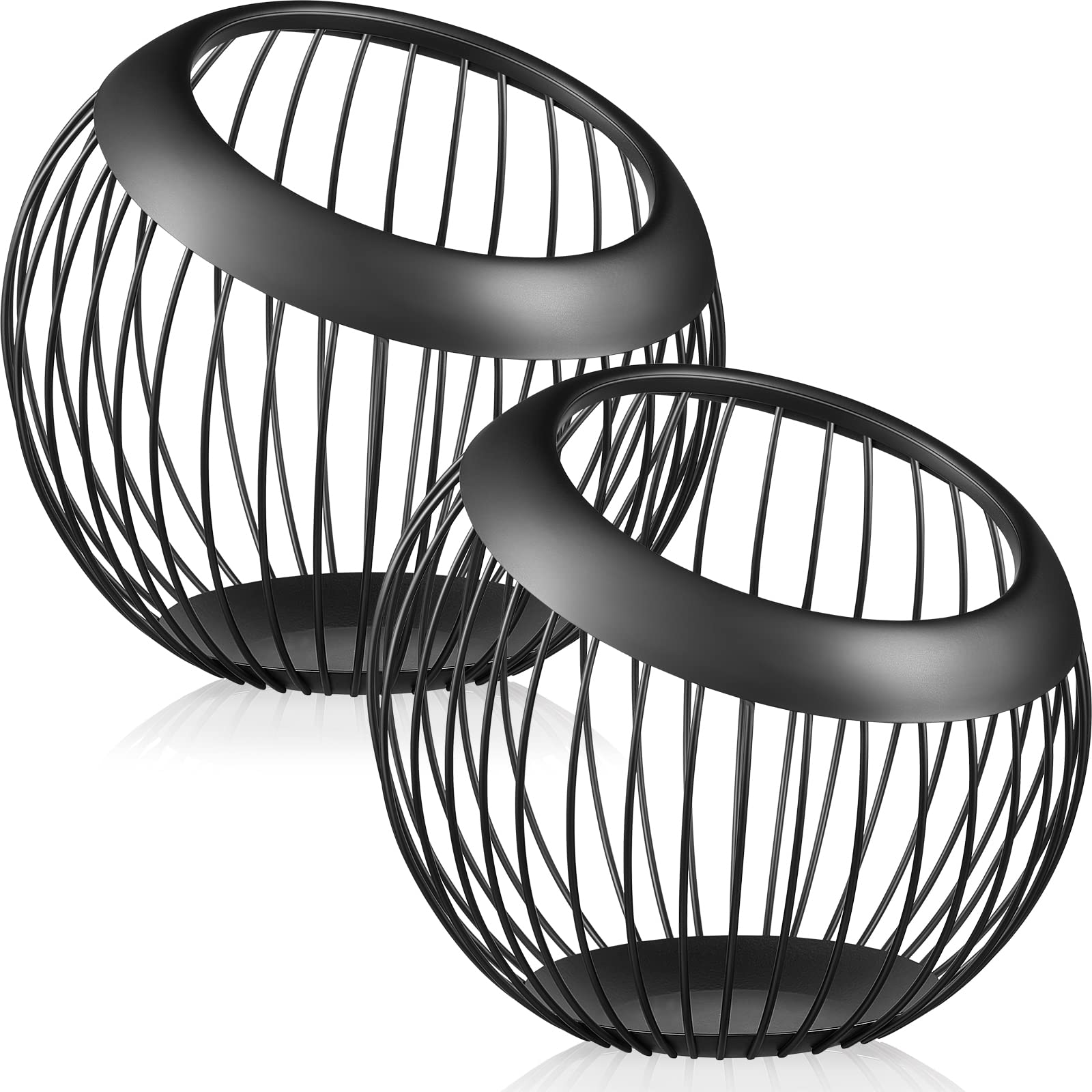 2-Pack Large Capacity Stainless Steel Coffee Pod Holder - Espresso Capsule Organizer & Multi-Purpose Wire Fruit Bowl for Kitchen Countertop, Office, or RV Use (Black)