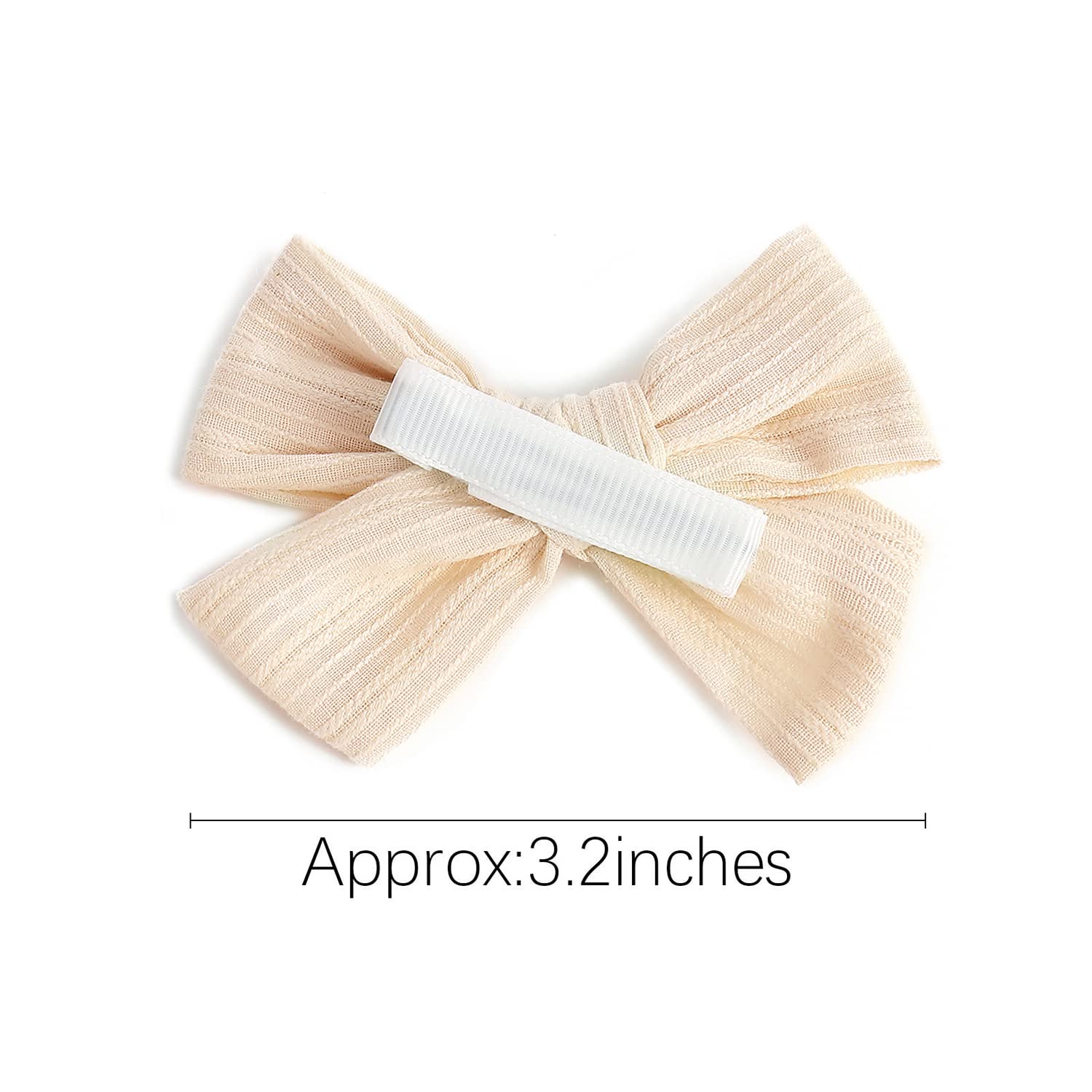 3.2 Inch Ivory Linen Hair Bows with Alligator Clips - Girls Hair Accessories for Toddlers, Kids & Teens | Perfect for School, Parties & Special Occasions