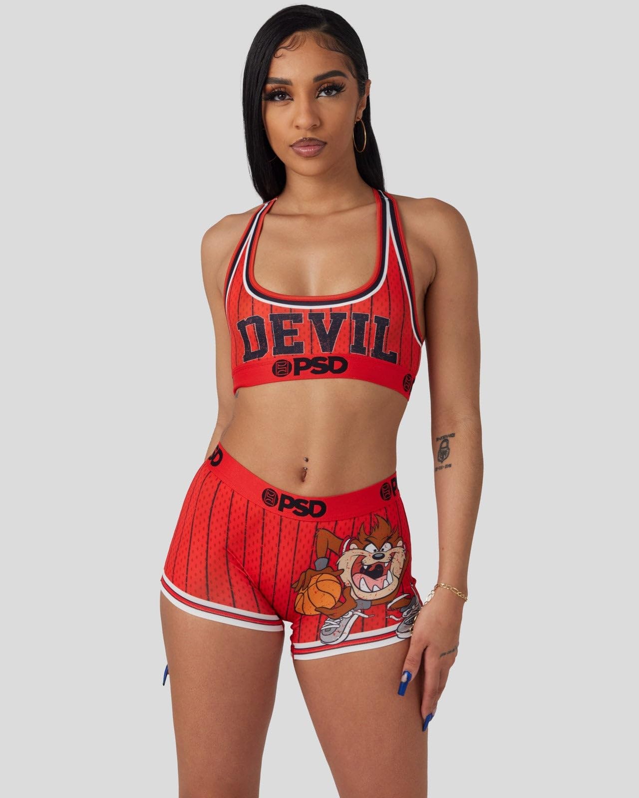 PSD Women's Looney Tunes Racerback Sports Bra - Breathable Microfiber Workout Top for Running, Yoga & Gym | Cartoon Character Athletic Wear
