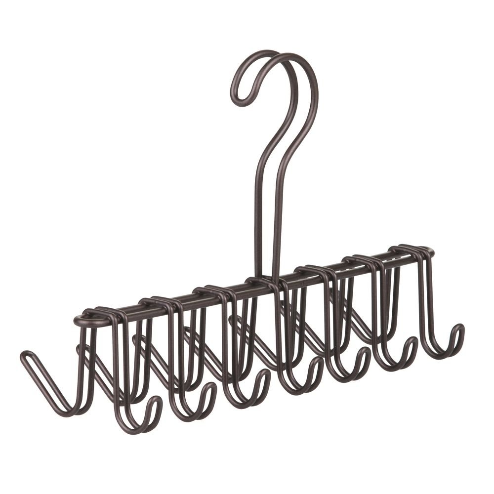 InterDesign Classico Over the Closet Rod Tie, Belt & Scarf Organizer - 2 Pack Bronze Hanging Rack for Closet Organization | Perfect for Ties, Belts, Scarves & Accessories Storage in Bedroom or Walk-in Closet