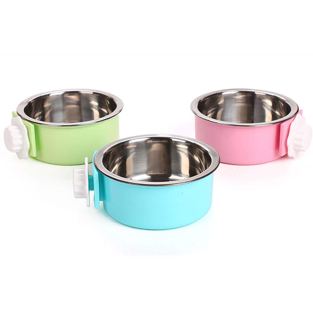 Luck Dawn Stainless Steel Removable Hanging Pet Bowl - Crate Food & Water Dish for Dogs, Cats, Rabbits, Birds & Small Animals - Secure Bolt Holder Design - Small (2-Pack) - Perfect for Travel, Kennels & Outdoor Use