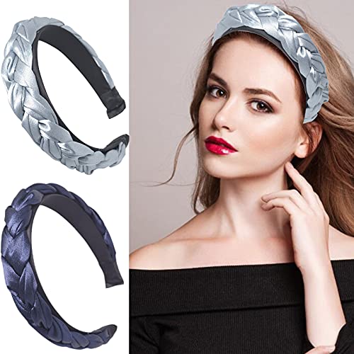 2-Pack Vintage Braided Headbands for Women & Girls - Elastic Hair Hoops, Fashion Hair Accessories for Everyday Wear, Workouts, and Special Occasions