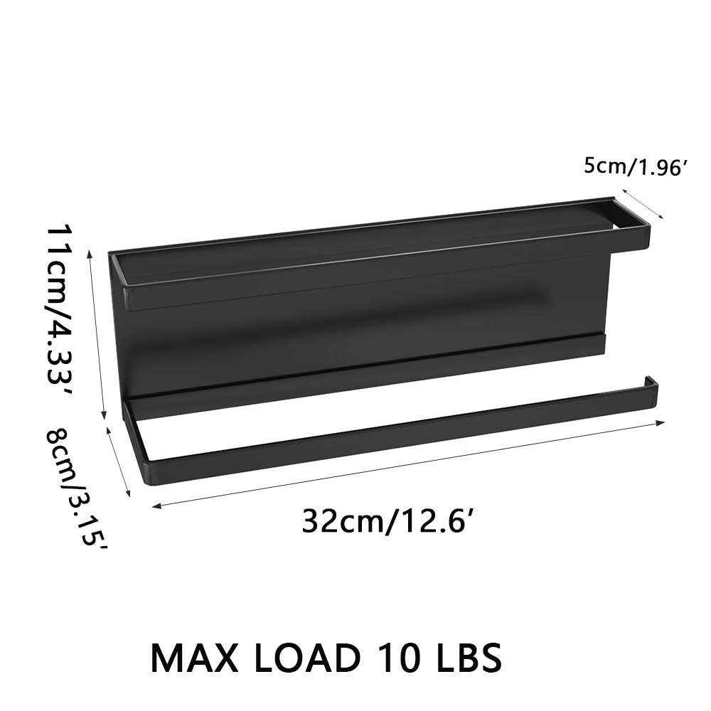 Magnetic Paper Towel Holder for Refrigerator - Strong Iron Kitchen Towel Bar & Multi-Functional Paper Rack - No Drill Installation for Kitchen, Bathroom, Toilet (Black, Medium) - Perfect for Hands-Free Cleaning & Space-Saving Organization