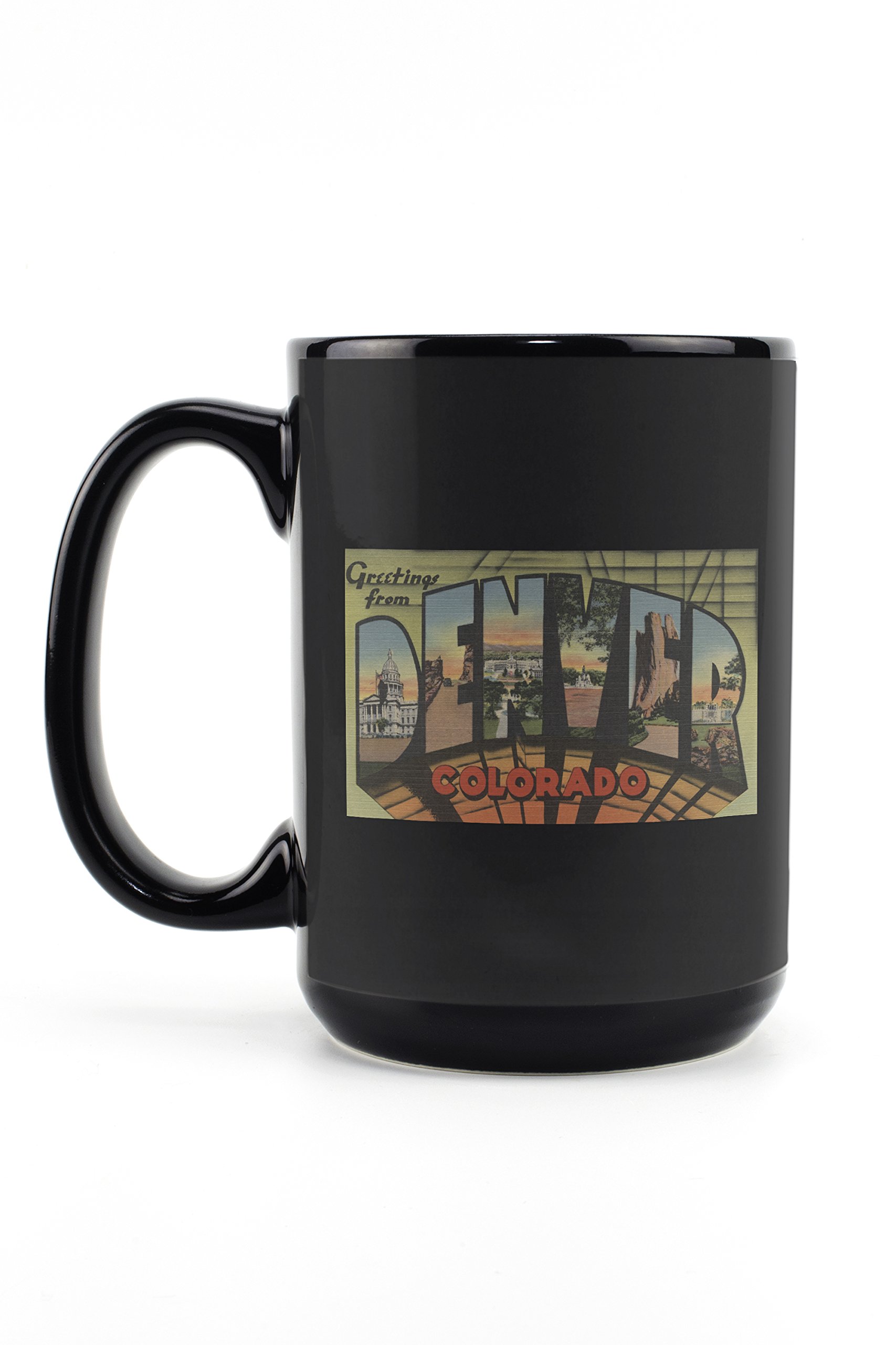 Vintage Halftone Denver Colorado 15oz Ceramic Coffee Mug - Microwave & Dishwasher Safe Travel Souvenir Mug for Office, Camping & Home Use